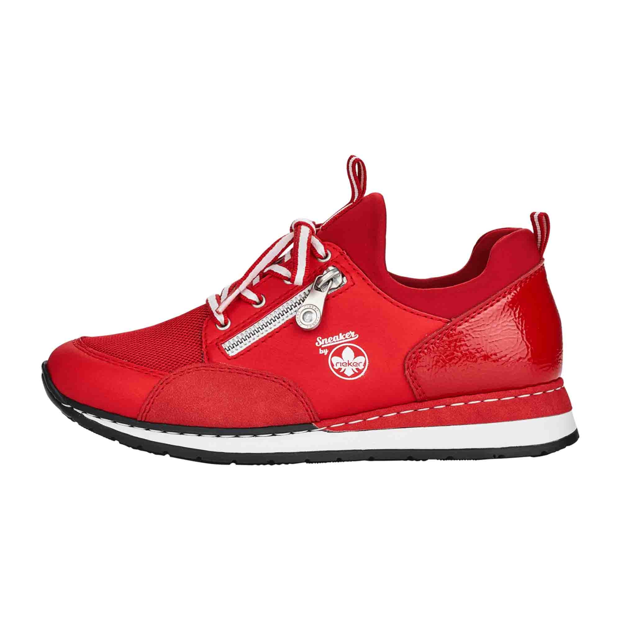 Rieker Women's Red Lace-Up Shoes N308133 Synthetic Leather Casual Comfort
