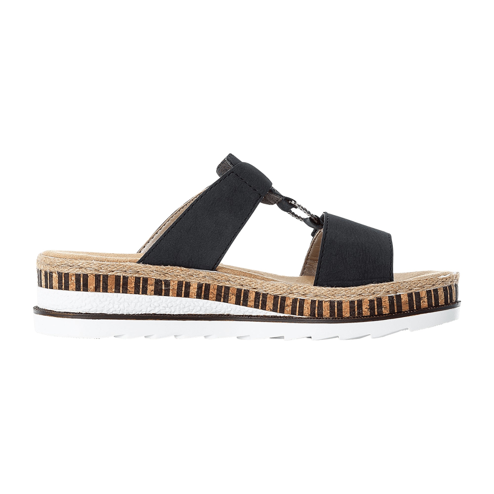 Rieker Women's Blue Clog Sandals with Velcro Strap and Cushioned Sole