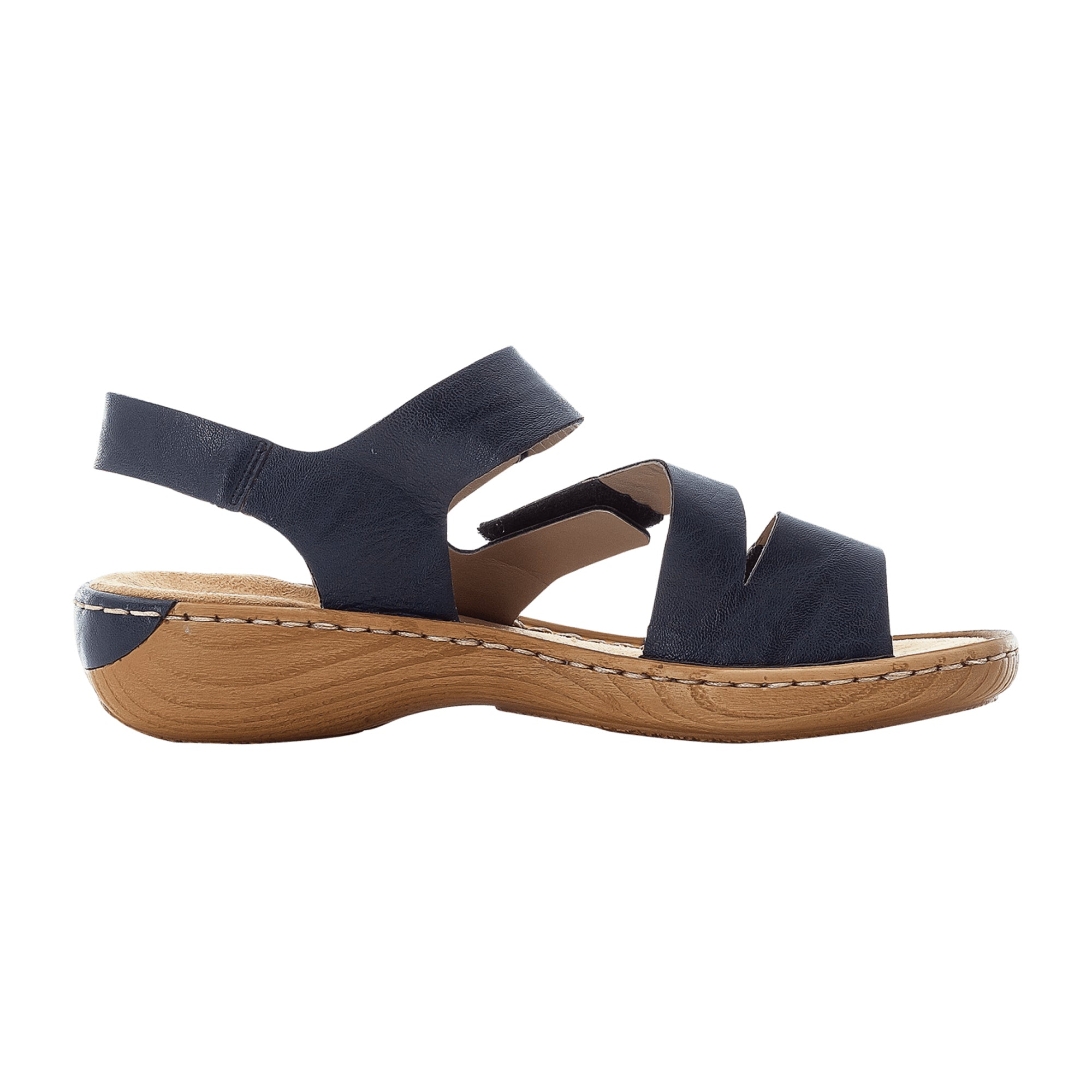 Rieker FSK Ladies Blue Sandals with Straps and Velcro Closure