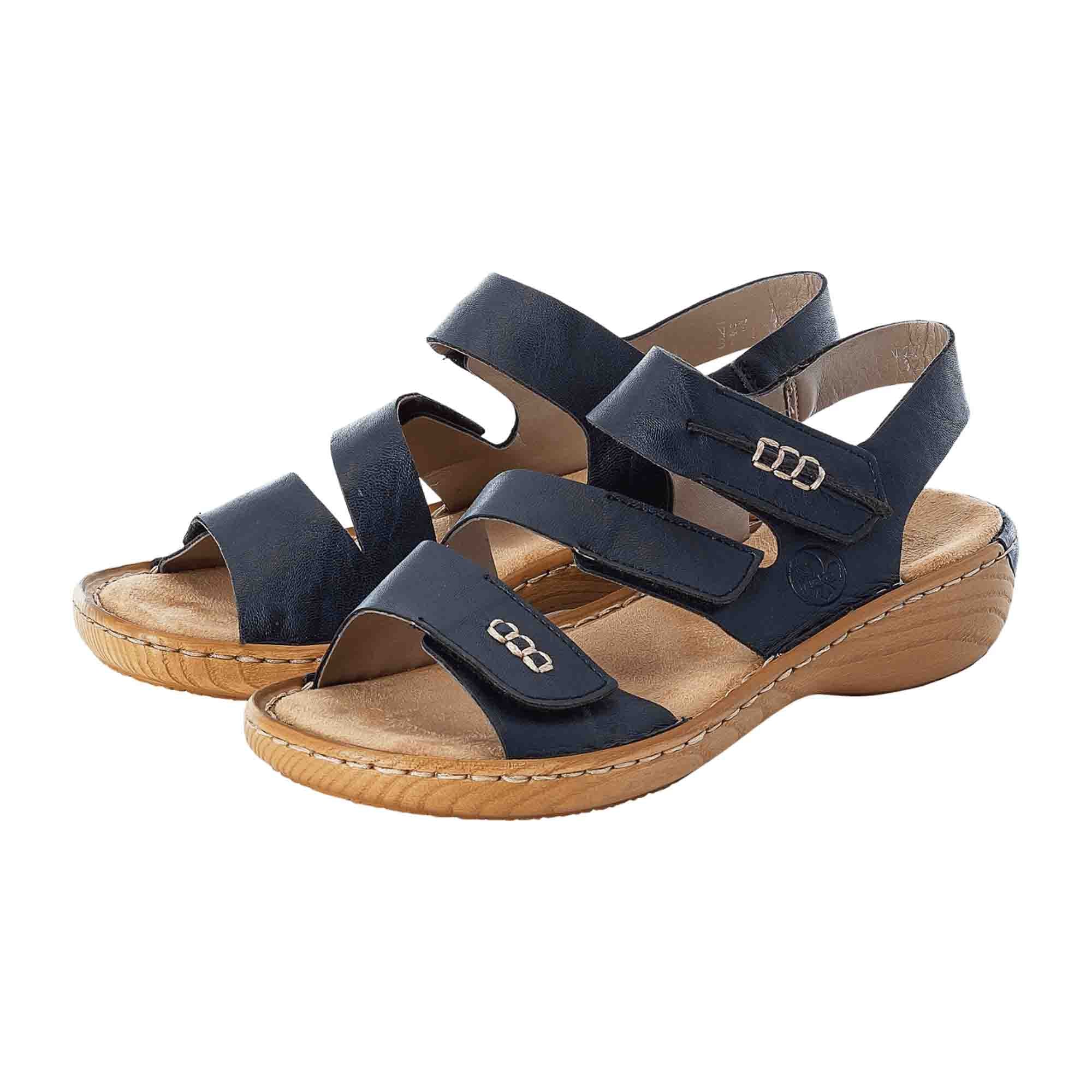 Rieker FSK Ladies Blue Sandals with Straps and Velcro Closure