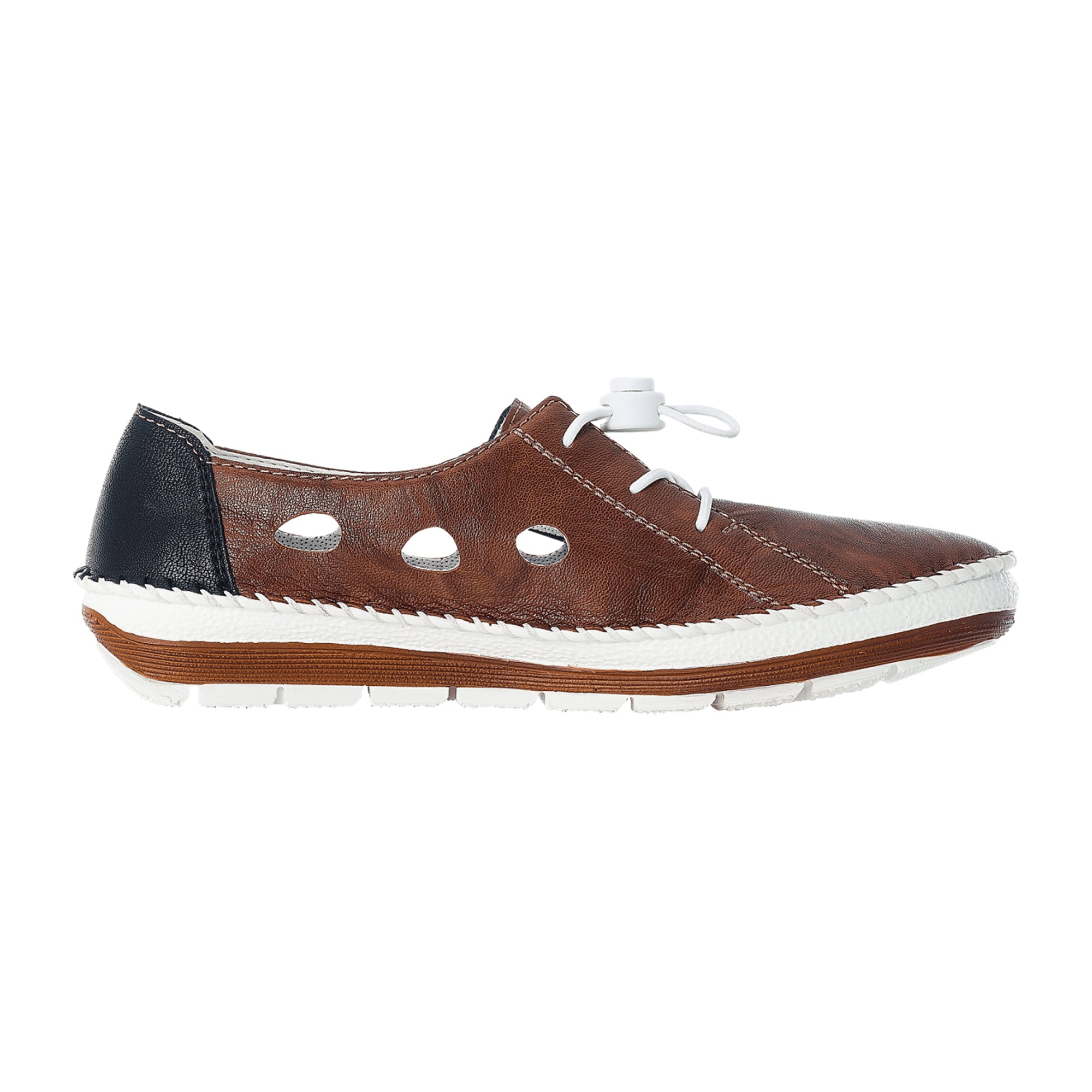 Rieker Women's Brown Slip-On Loafers with Perforated or Woven Design