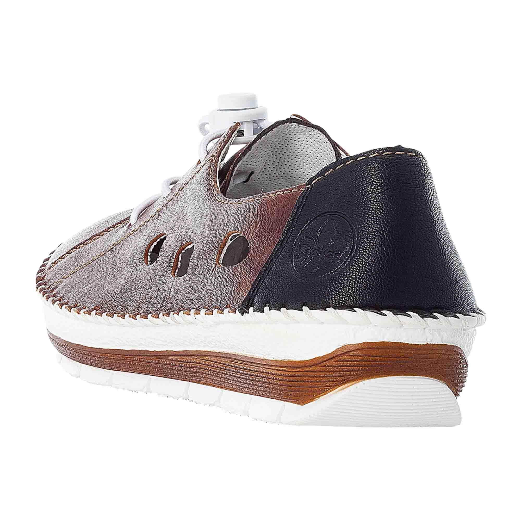 Rieker Women's Brown Slip-On Loafers with Perforated or Woven Design