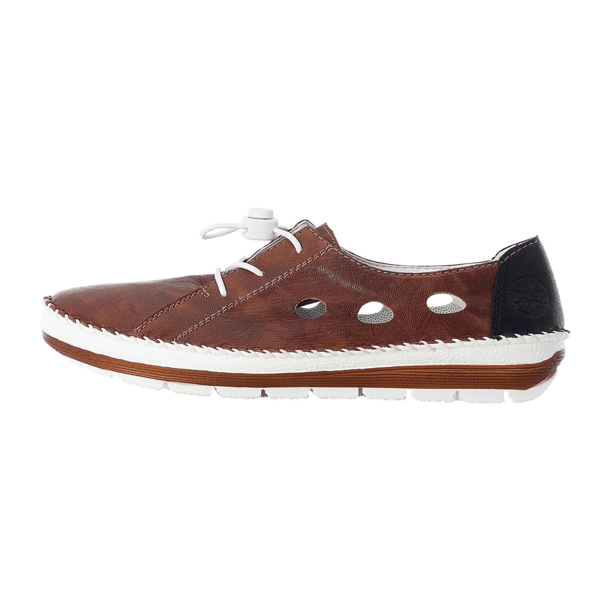 Rieker Women's Brown Slip-On Loafers with Perforated or Woven Design