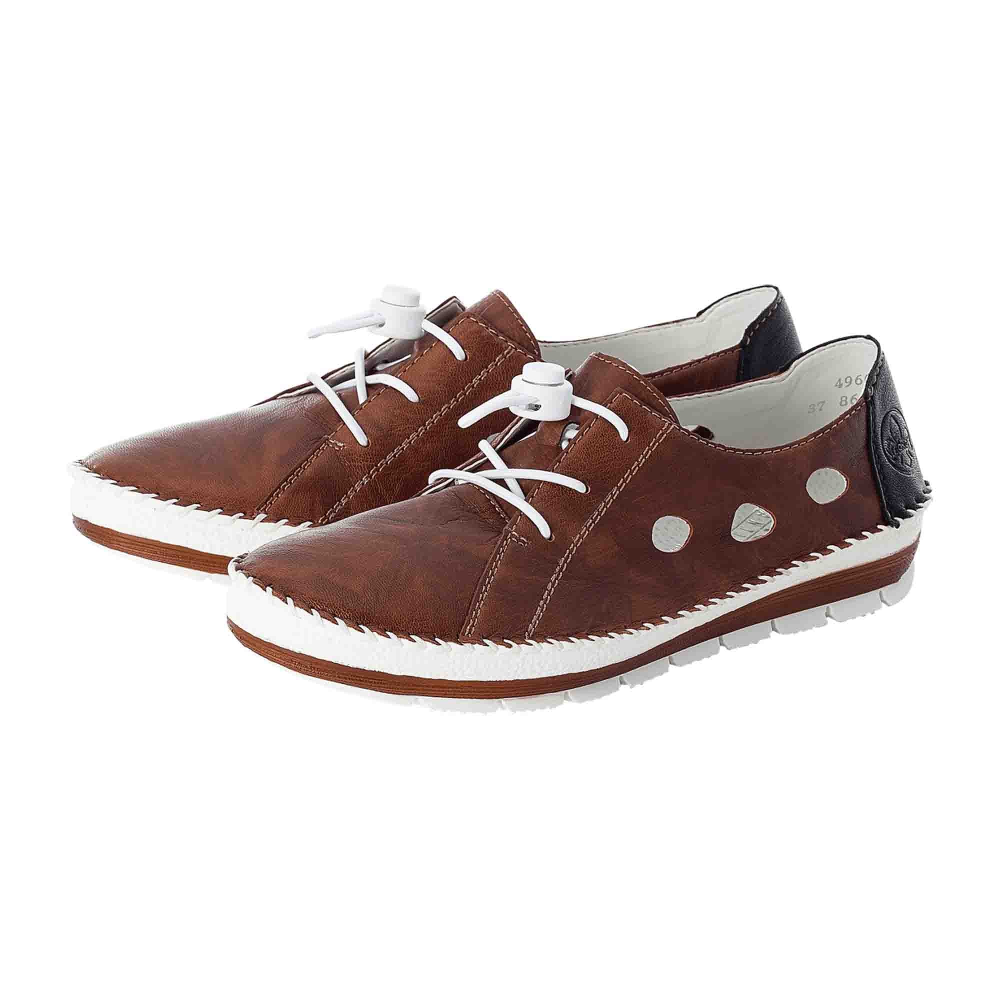 Rieker Women's Brown Slip-On Loafers with Perforated or Woven Design