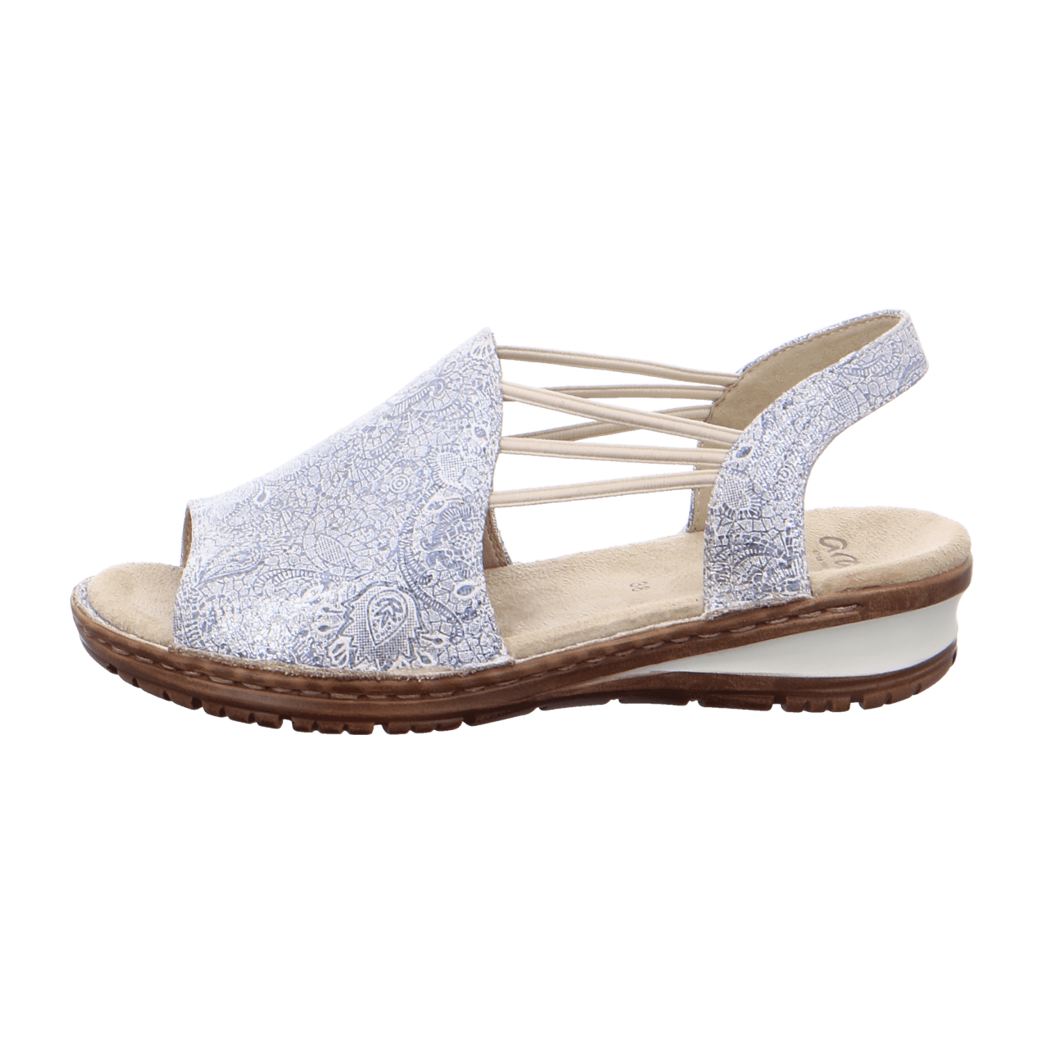 ARA Women's Slippers with Ankle Strap in Silver Nubuck Leather, Open Toe, Leather Lining, Synthetic Rubber Sole