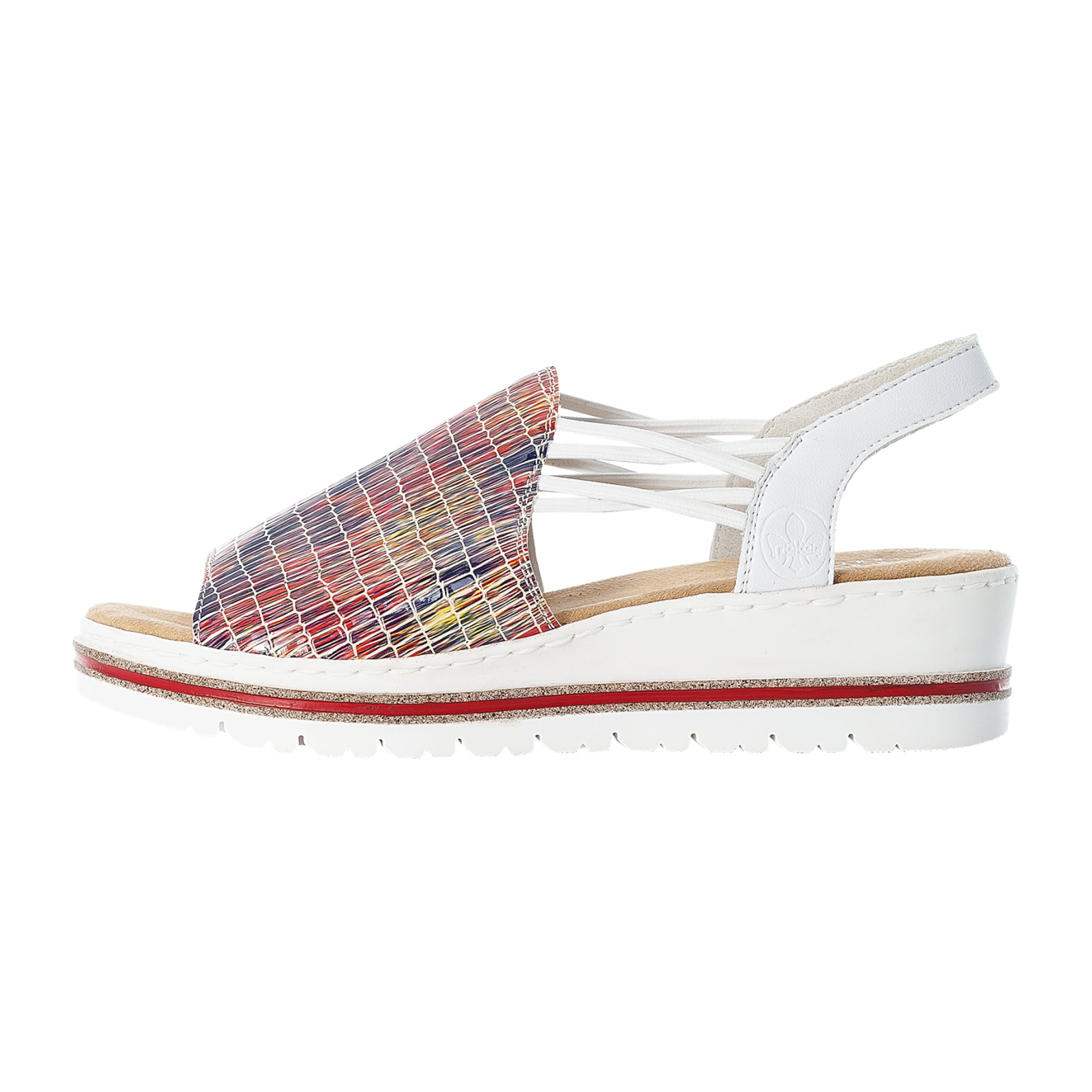 Rieker Women's Colorful Summer Sandals with Soft Textile Insole and Wedge Heel