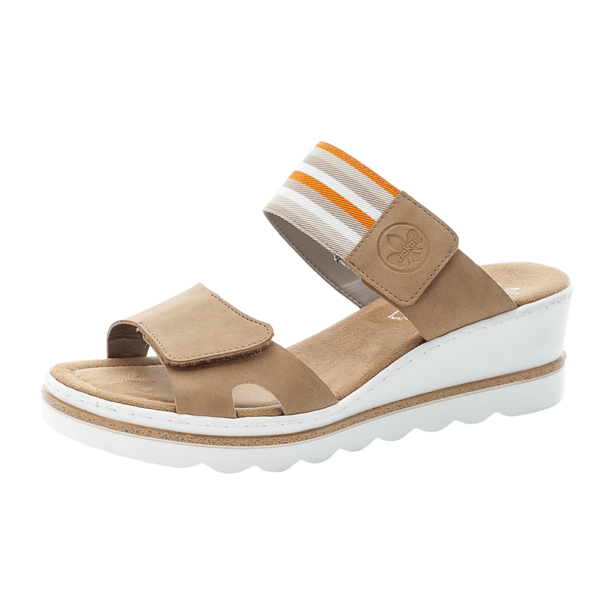 Rieker Beige Wedge Sandals for Women - Comfortable Slip-On Summer Shoes