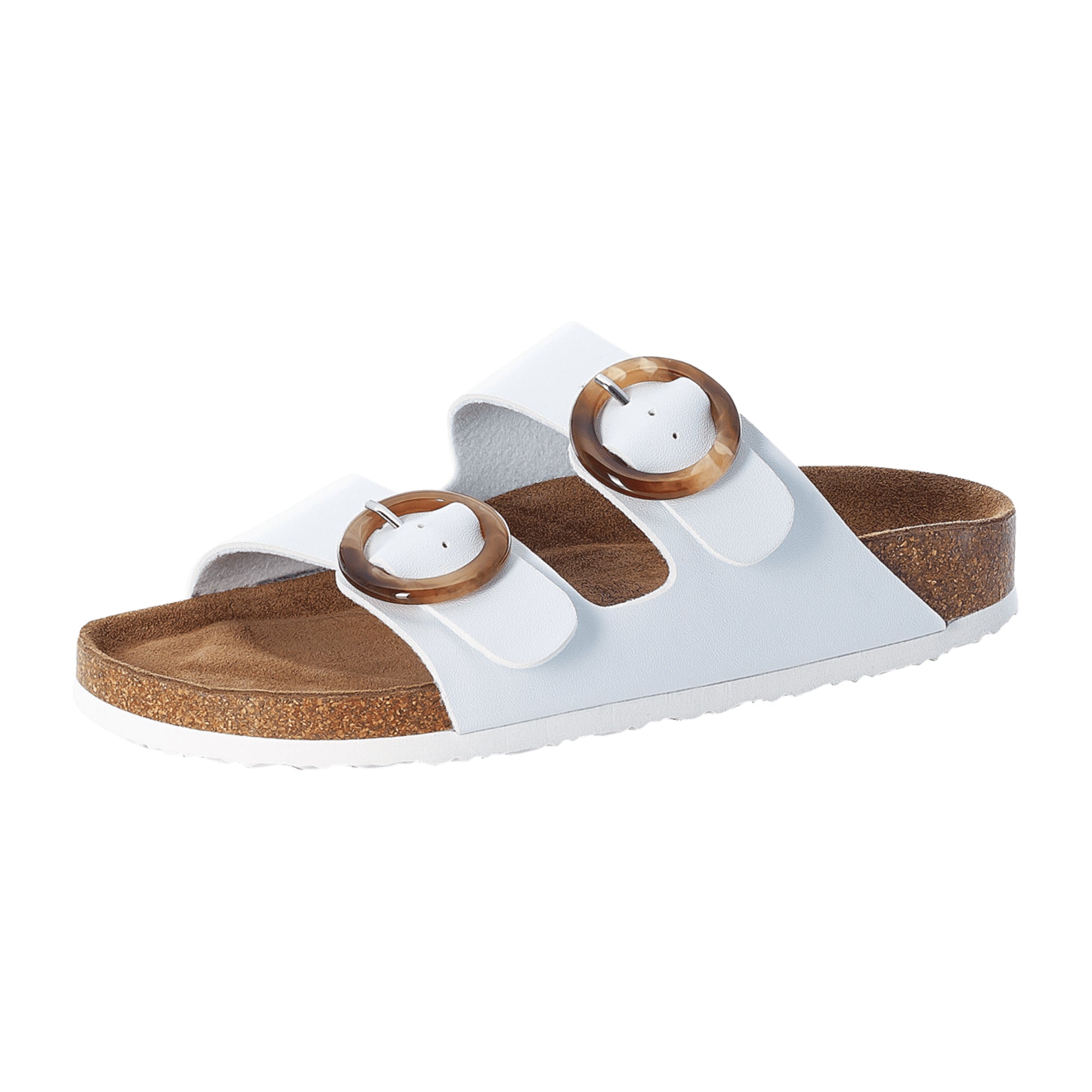 Rieker Women's White Slip-On Sandals with Wedge Heel and Open Toe