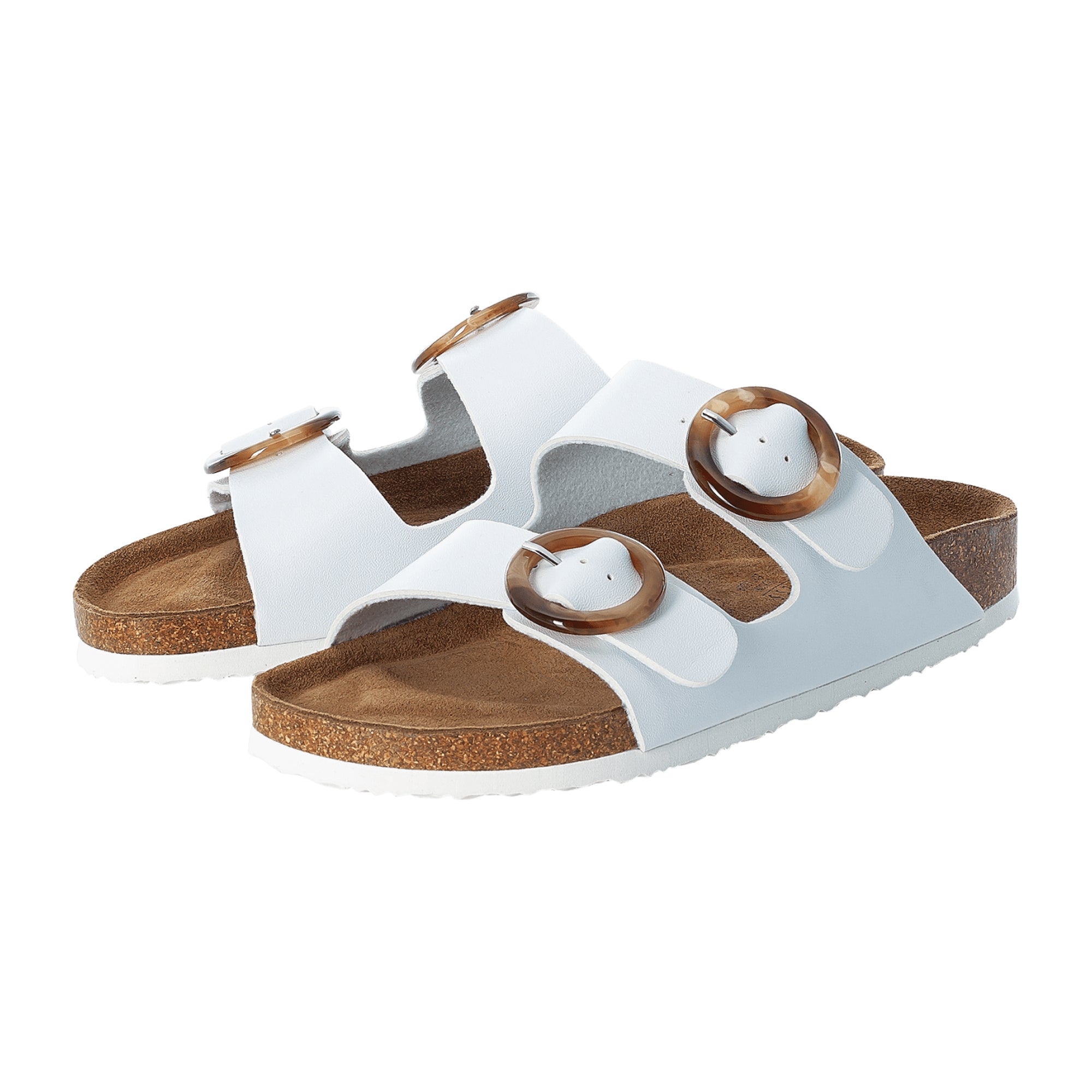 Rieker Women's White Slip-On Sandals with Wedge Heel and Open Toe