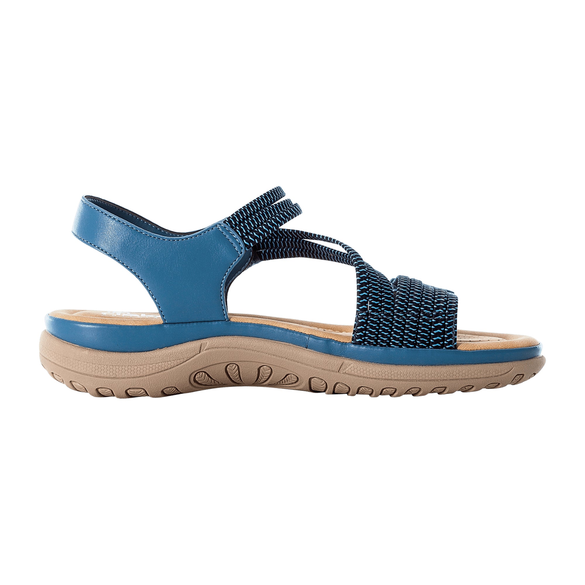 Rieker Women's Blue Sandals Comfortable Block Heel Synthetic Leather Casual Shoes