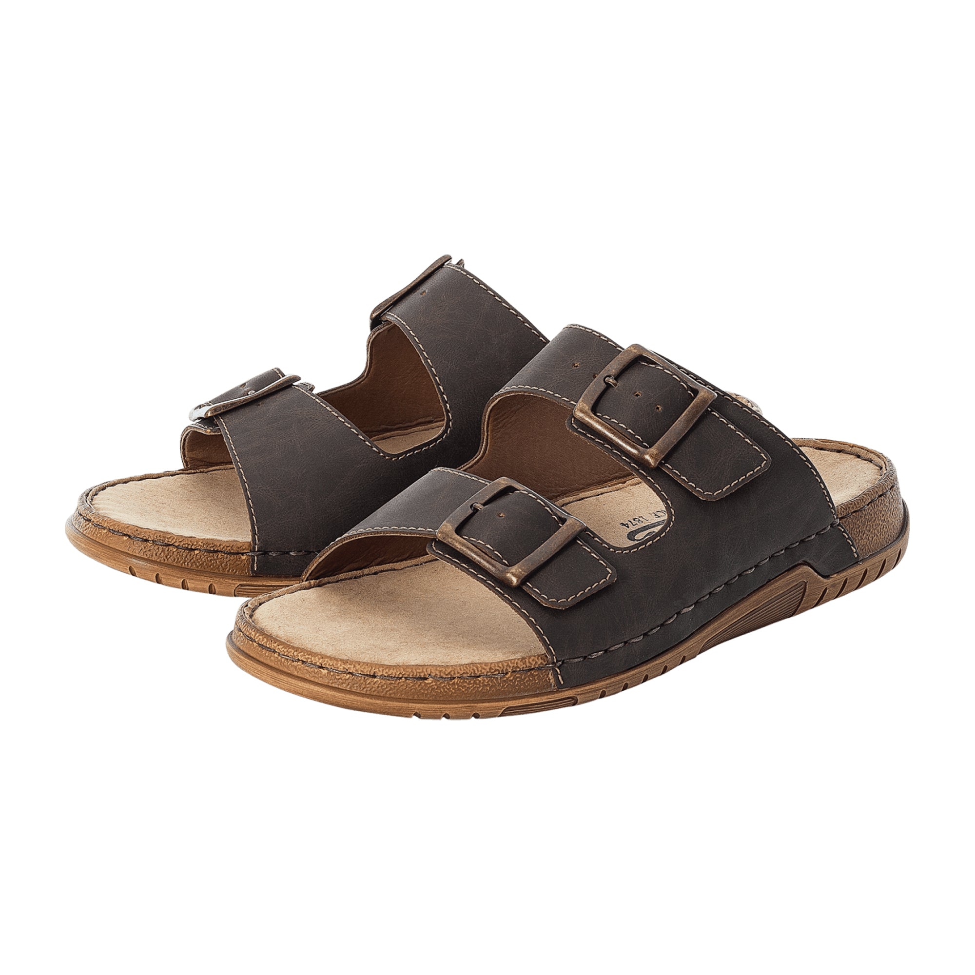 Rieker Bio Brown Pantolette Comfortable Buckle Sandals Lightweight Shock Absorbing