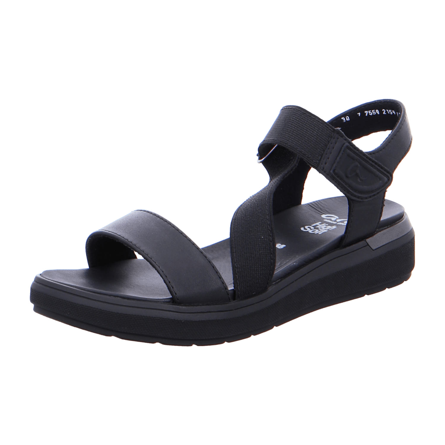 ARA IBIZA Women's Ankle Strap Slippers in Smooth Leather Open Toe Warm Lined Black