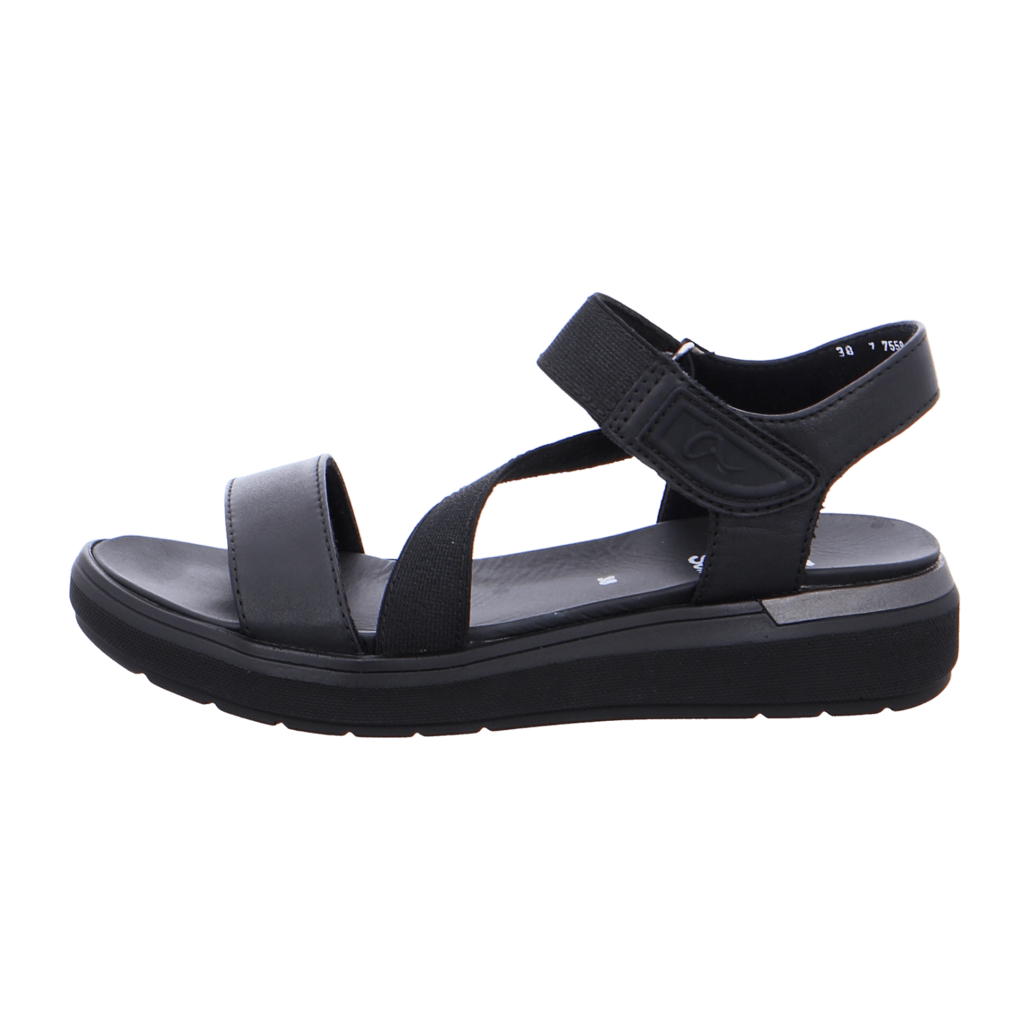 ARA IBIZA Women's Ankle Strap Slippers in Smooth Leather Open Toe Warm Lined Black