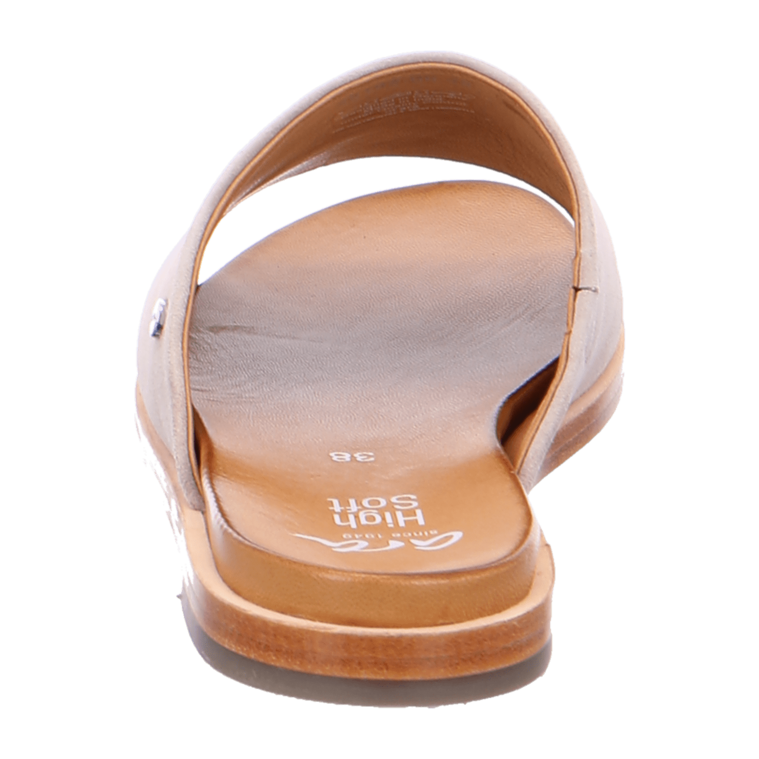 ARA KENT Women's Nubuck Leather Slippers in Beige with Leather Lining and Leather Sole, Pull-On Open Toe