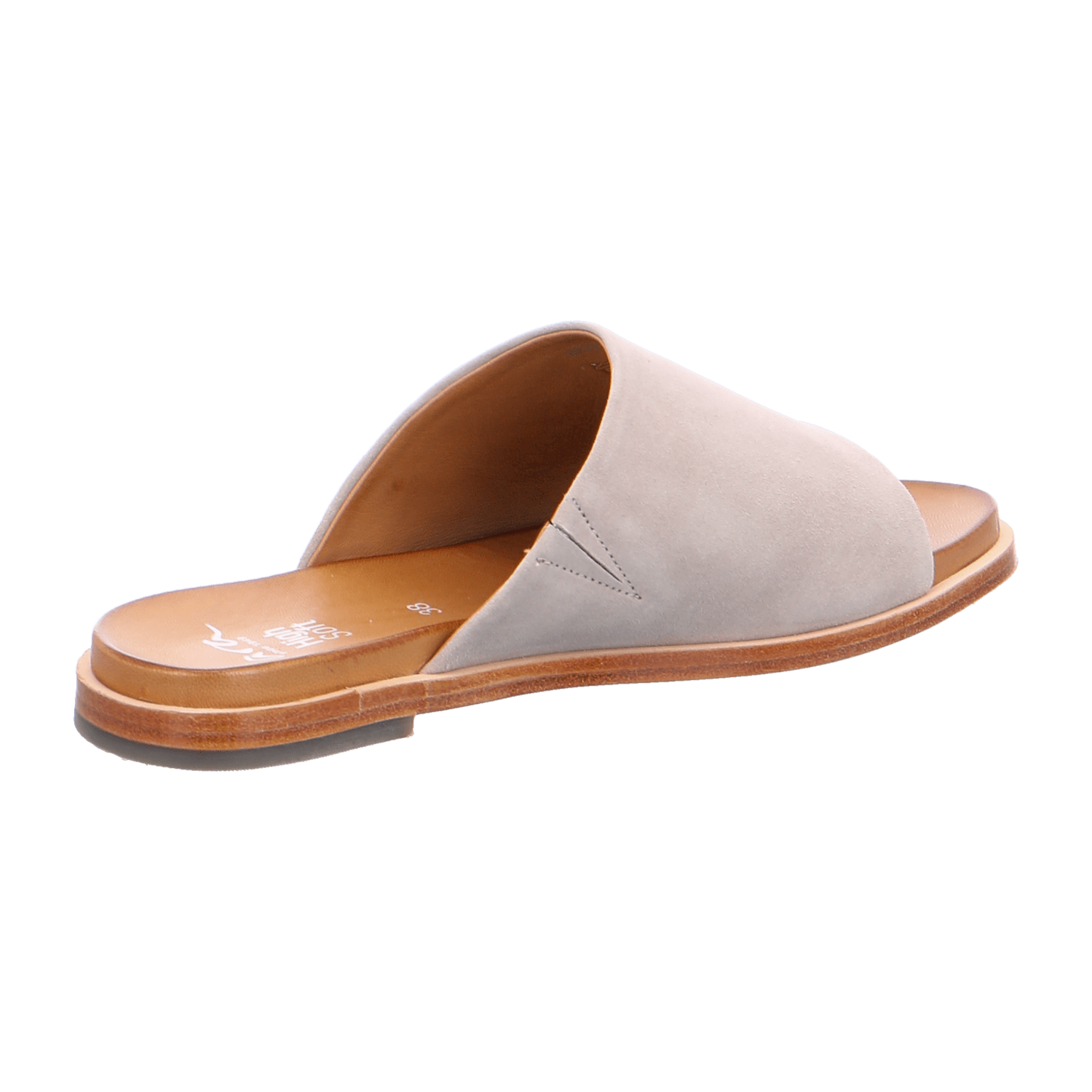 ARA KENT Women's Nubuck Leather Slippers in Beige with Leather Lining and Leather Sole, Pull-On Open Toe