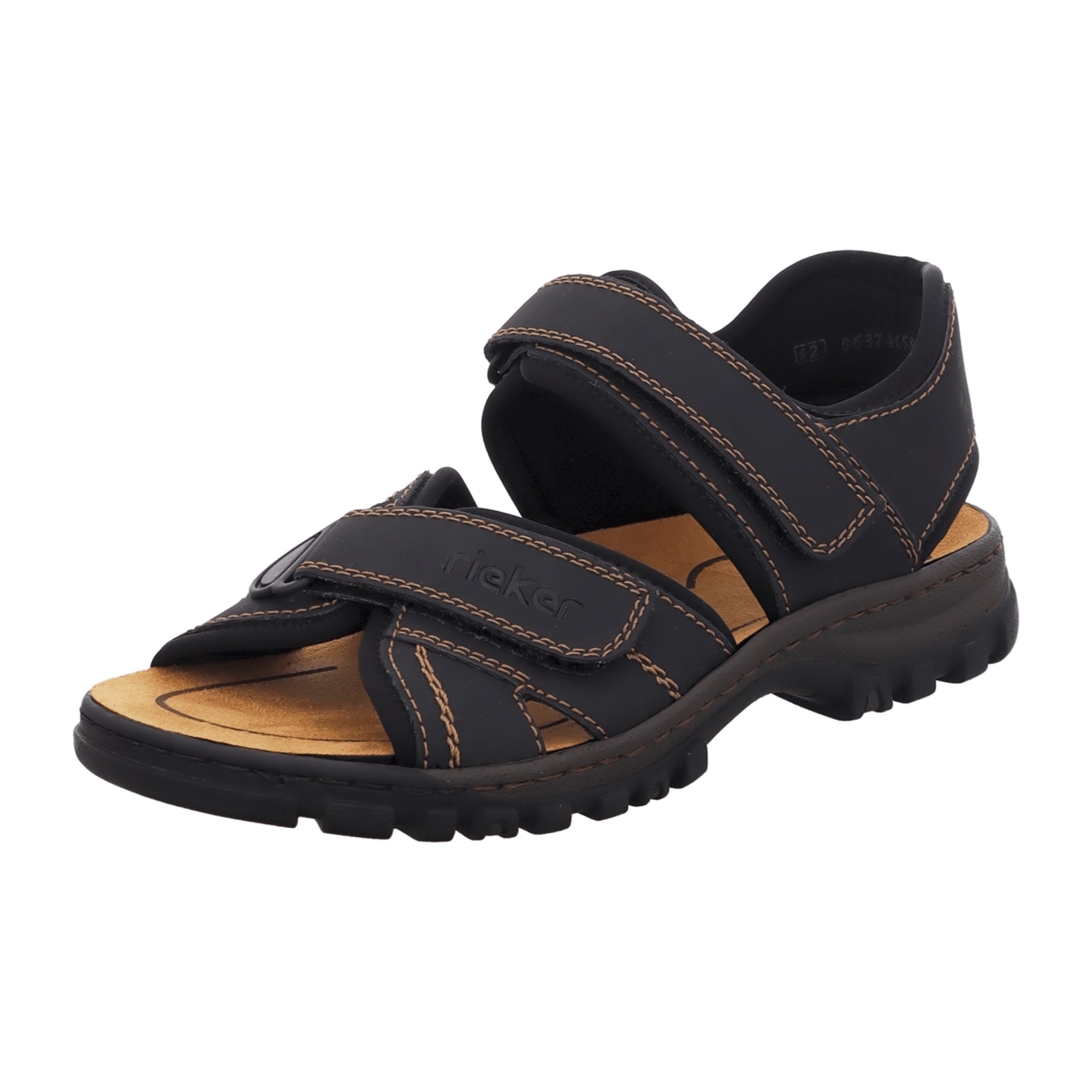 Rieker Men's Black Sandals Comfortable Synthetic Trekking Shoes Fast Shipping