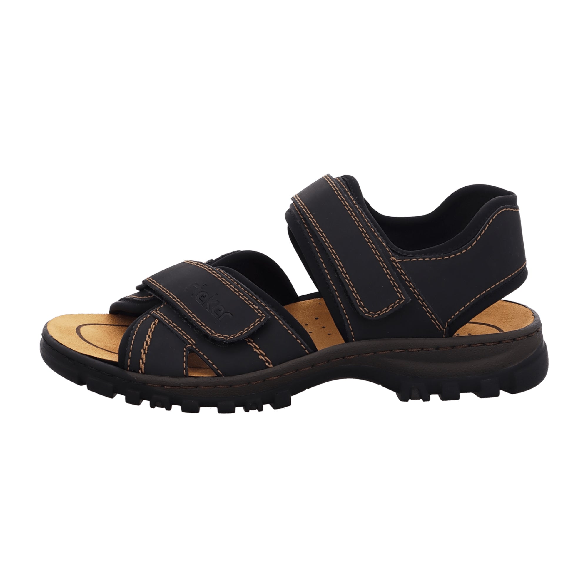 Rieker Men's Black Sandals Comfortable Synthetic Trekking Shoes Fast Shipping