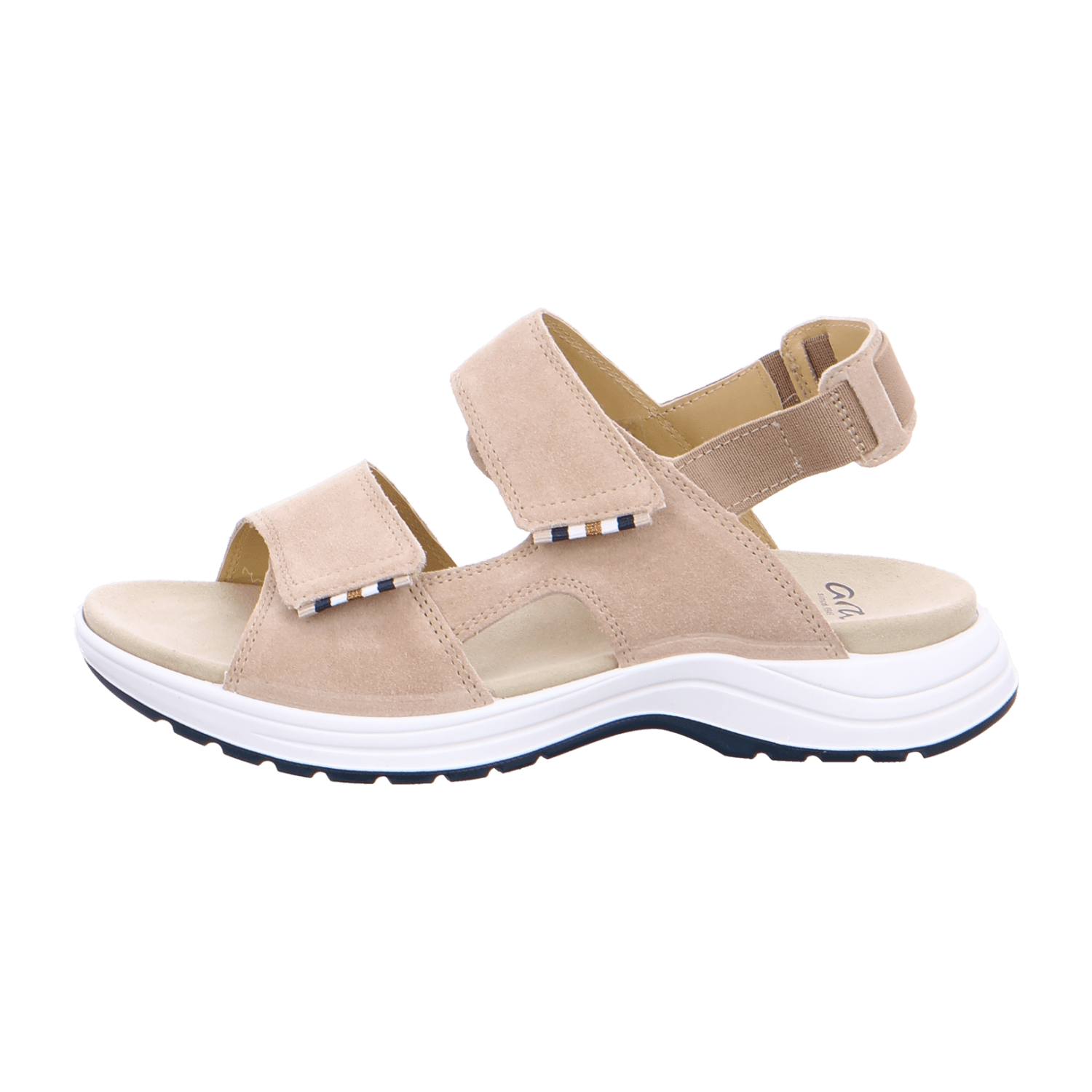 ARA Panama Women's Sandal Suede Beige with Hook-and-Loop Closure and Ankle Strap