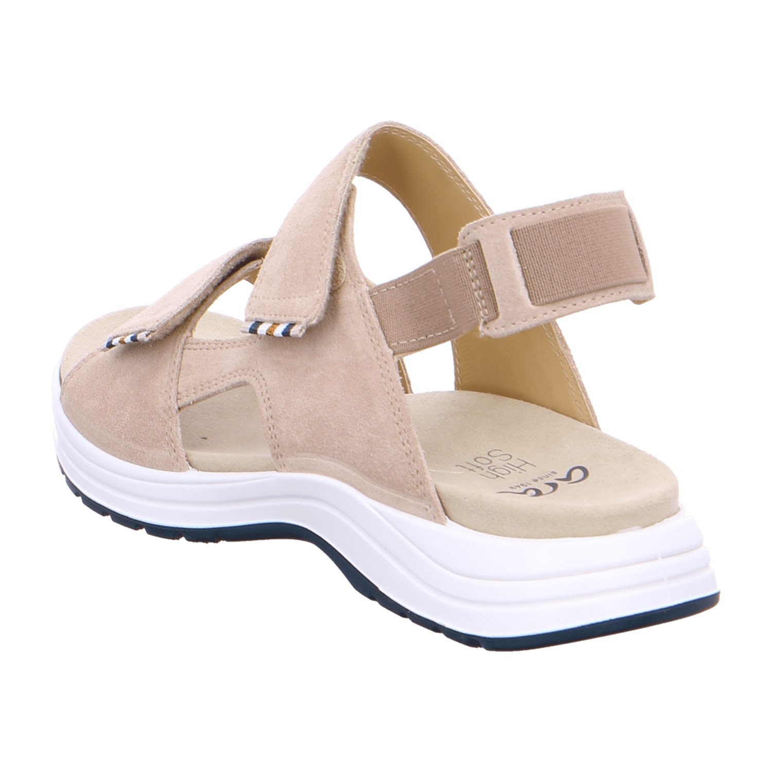 ARA Panama Women's Sandal Suede Beige with Hook-and-Loop Closure and Ankle Strap