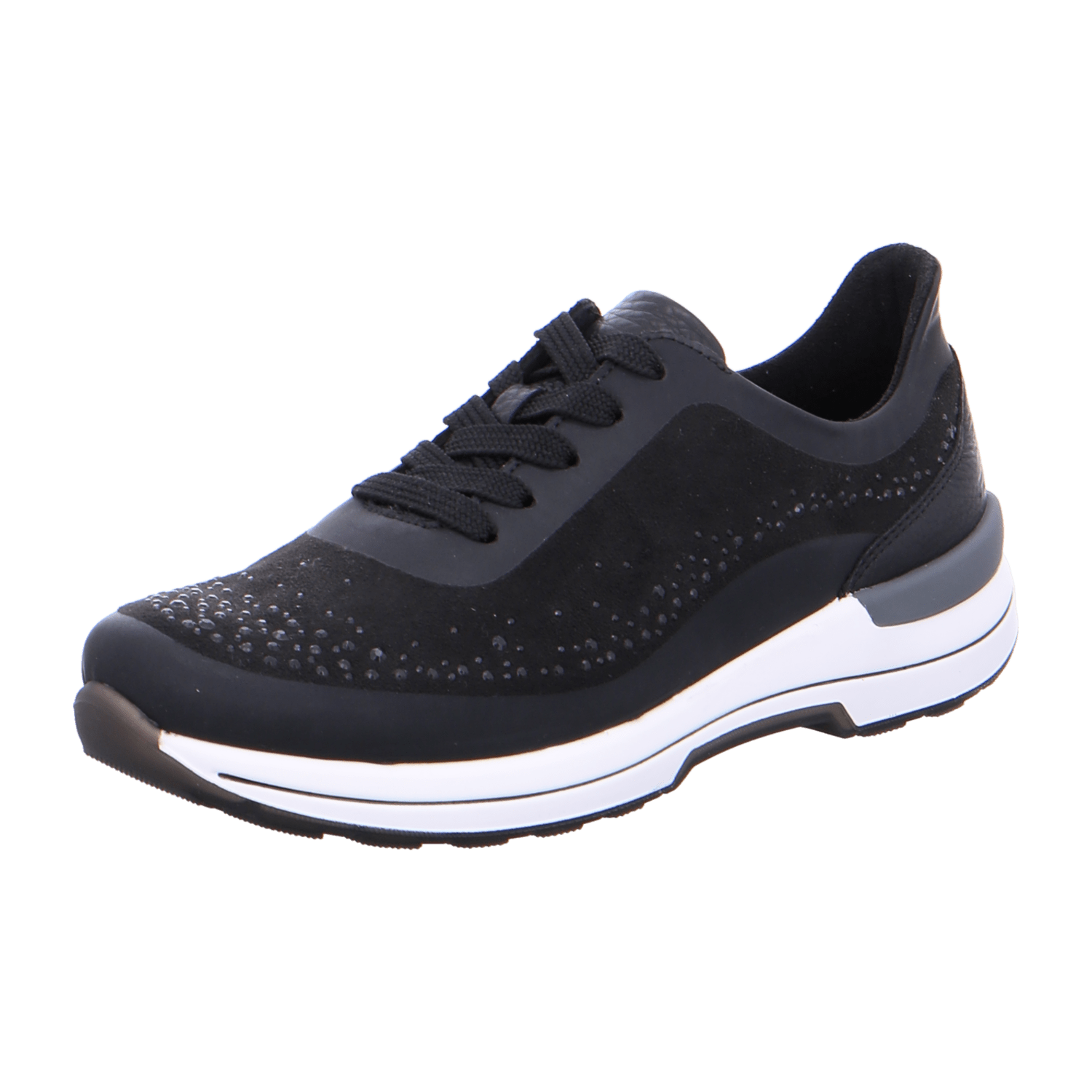 ARA NARA Women's Smooth Leather Sneakers with Lace-Up Closure and Cold-Weather Lining in Black