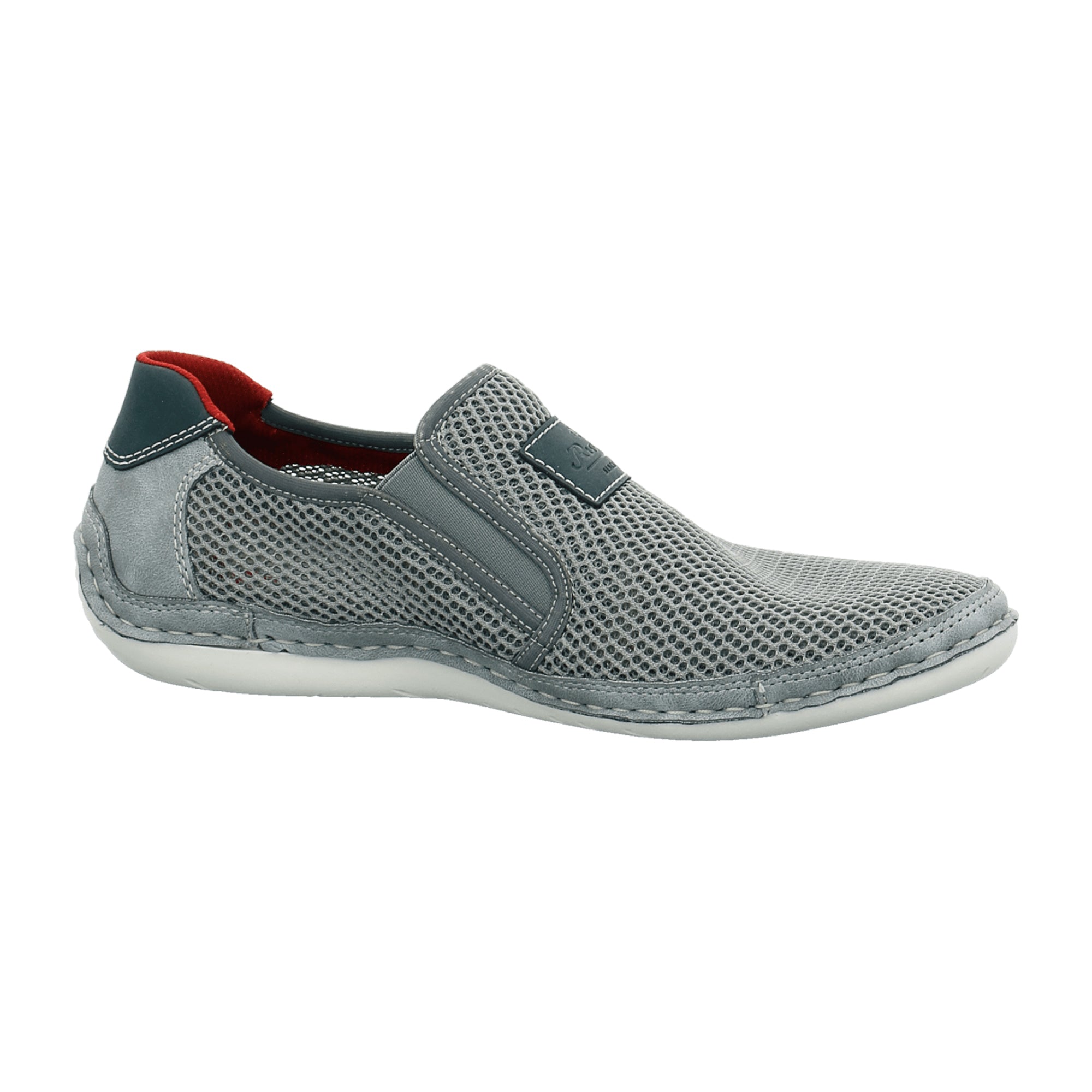 Rieker Slip-On Shoes Gray Comfortable Textile Upper Removable Insole Normal Fit