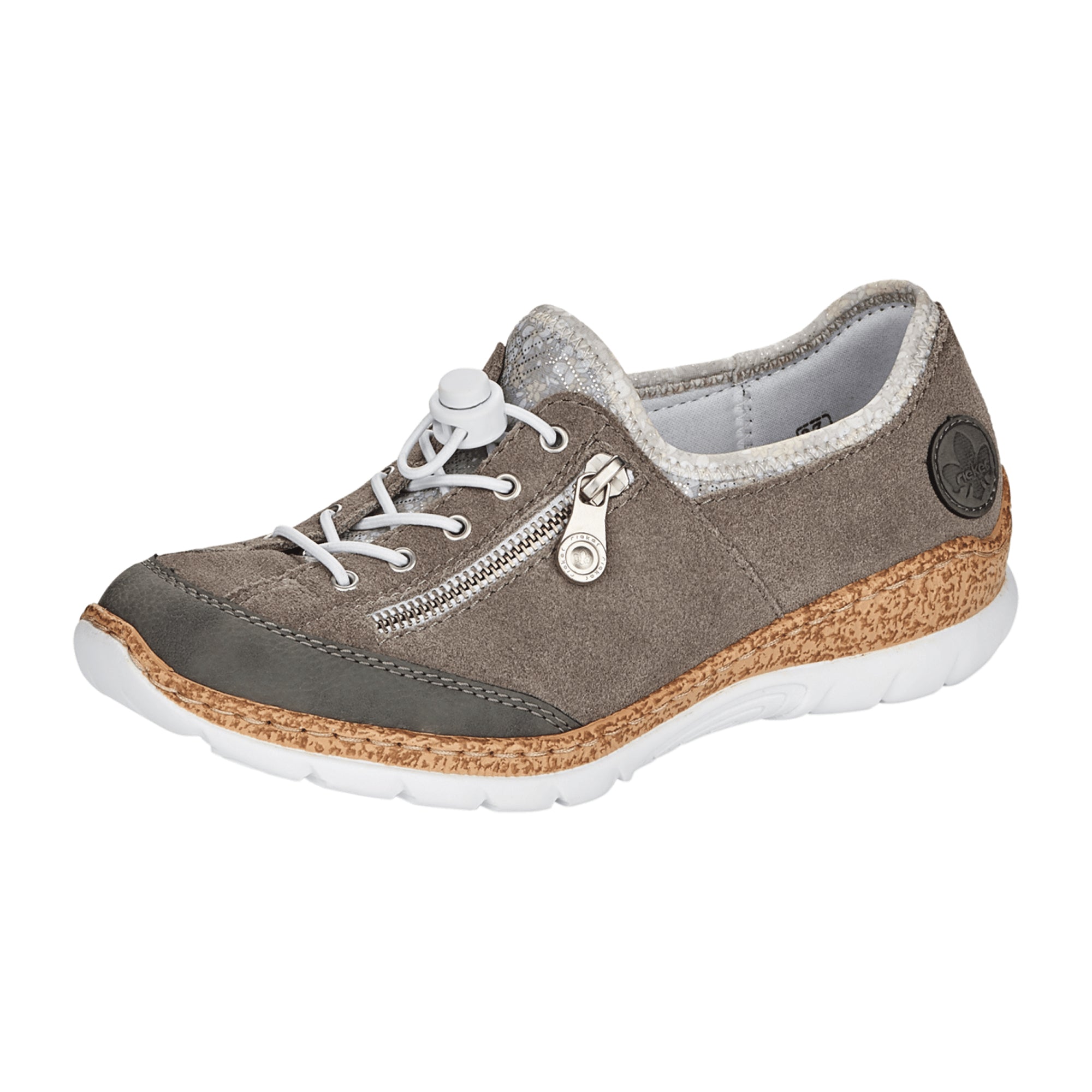 Rieker Women's Grey Comfort Slip-On Shoes N42F1-40 with Soft MemoSole