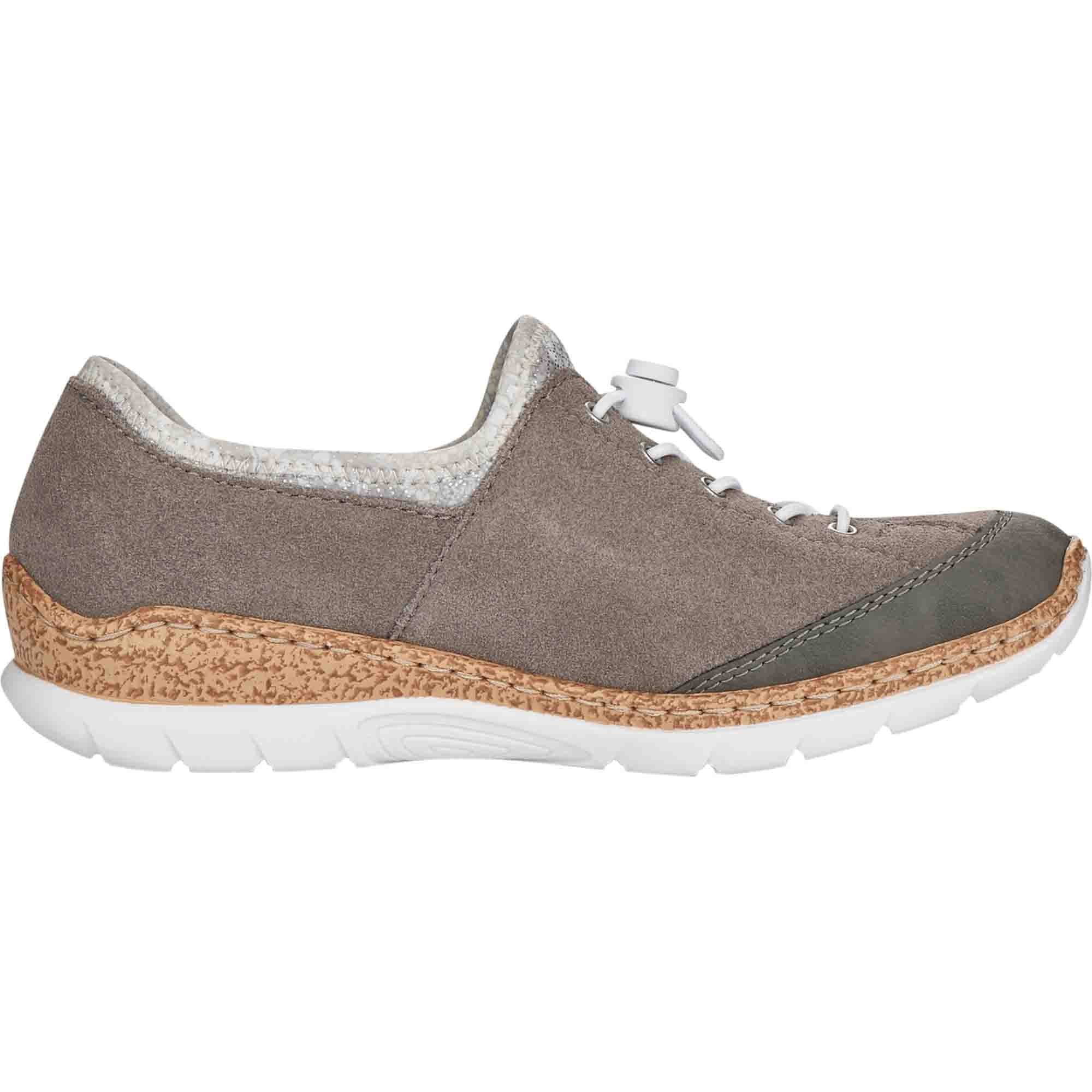 Rieker Women's Grey Comfort Slip-On Shoes N42F1-40 with Soft MemoSole