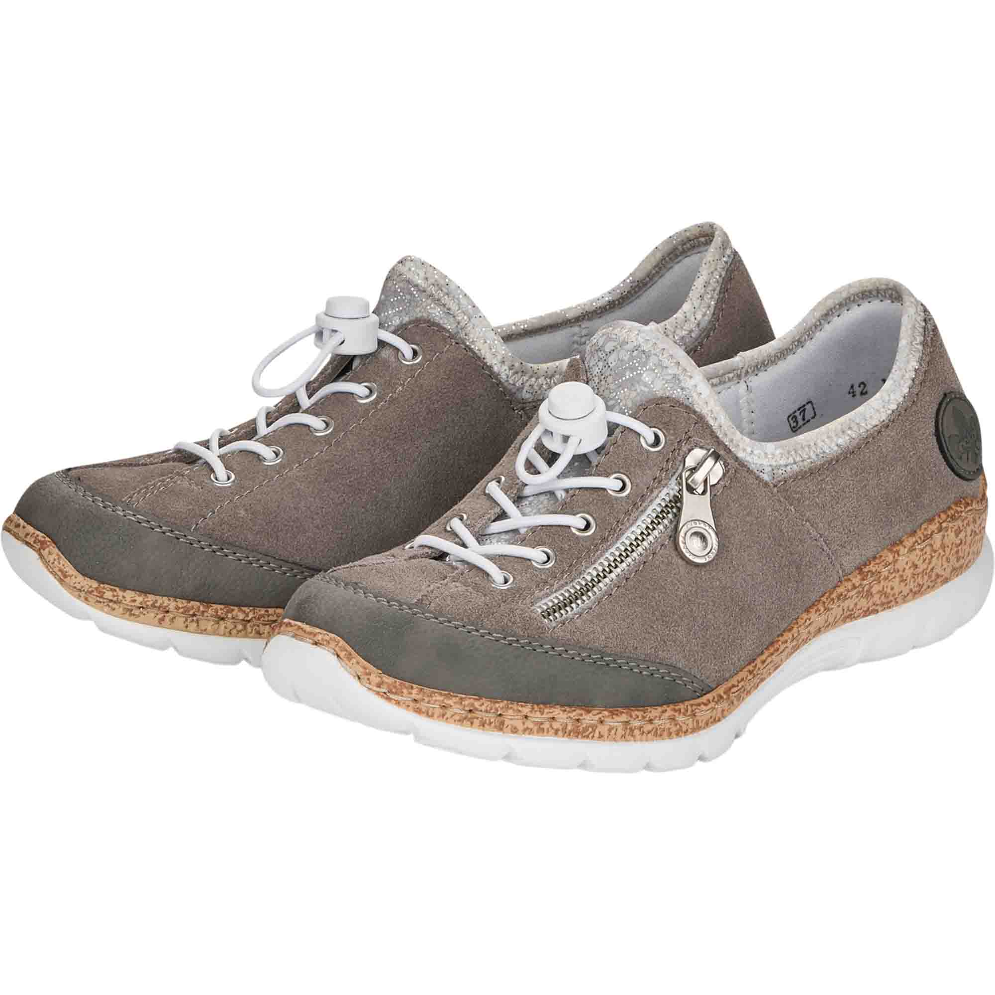 Rieker Women's Grey Comfort Slip-On Shoes N42F1-40 with Soft MemoSole