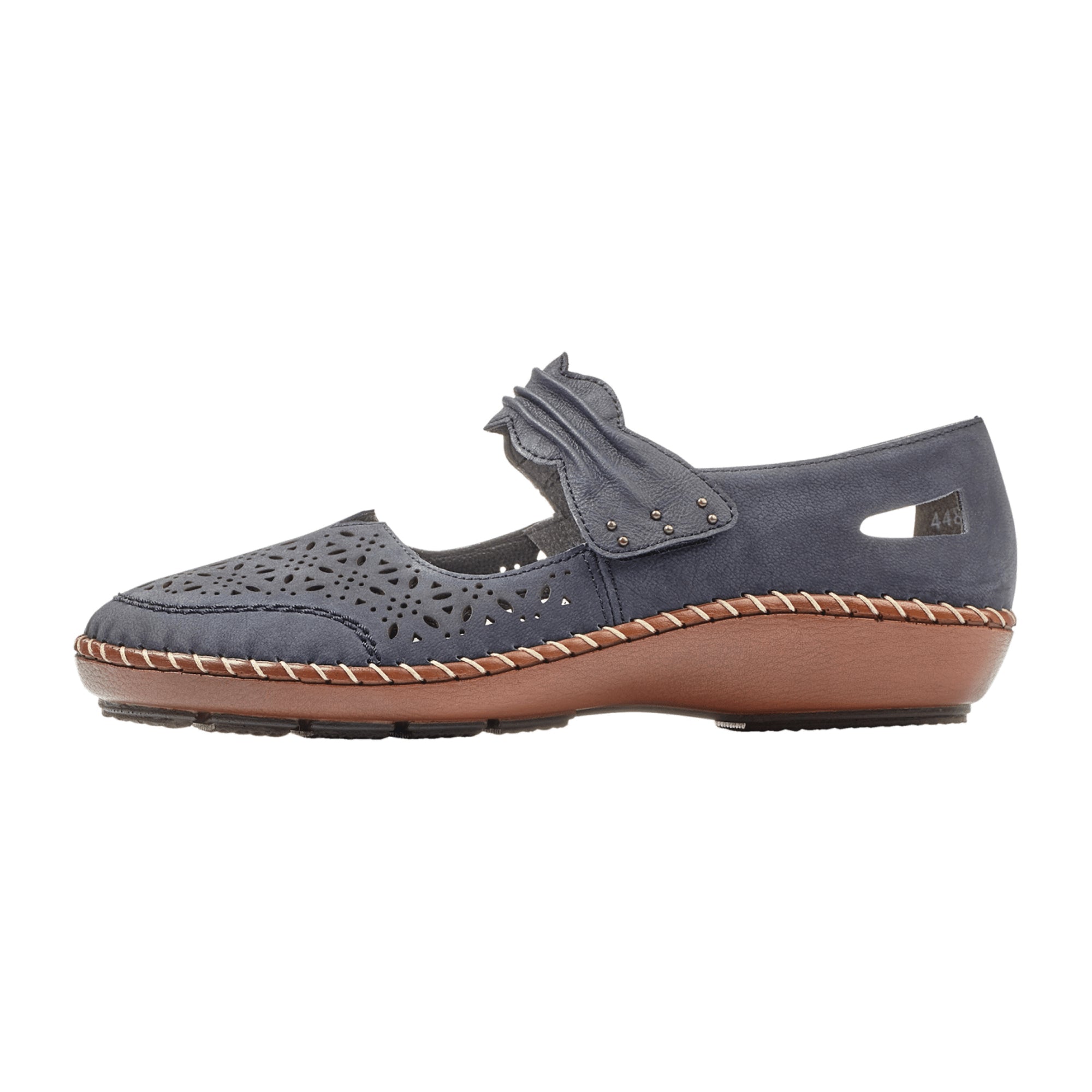 Rieker Women's Blue Slipper Loafers Perforated or Woven Design