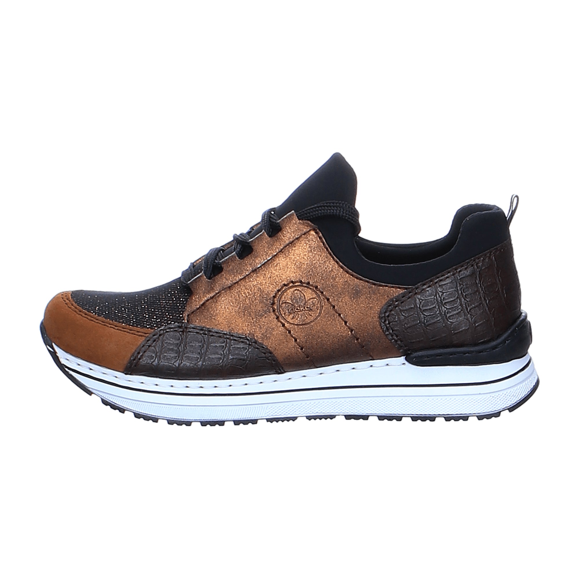 Rieker Women's Brown Lace-Up Shoes with Synthetic Leather and Textile Material