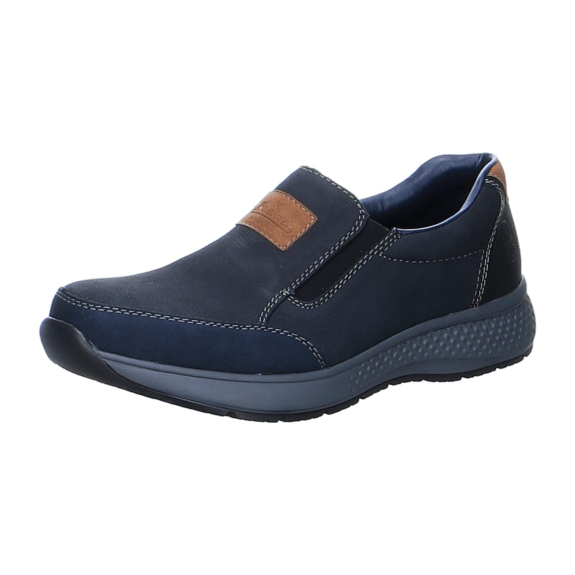 Rieker Men's Blue Slip-On Shoes with Elastic Entry and Flat Heel - Bartel-Shop
