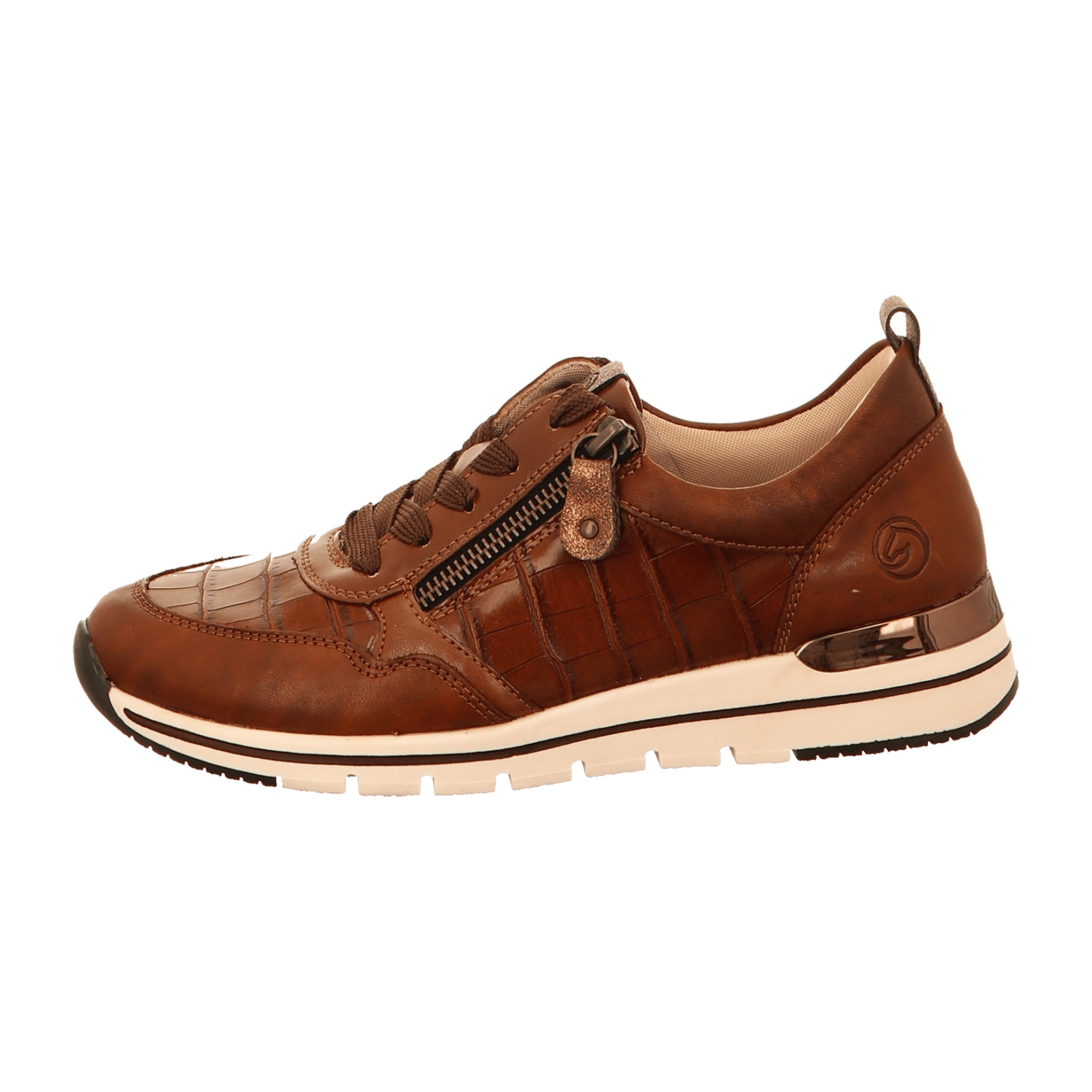 Remonte R6704-22 Brown Women's Flat Leather Synthetic Lace-Up Shoes - Bartel-Shop