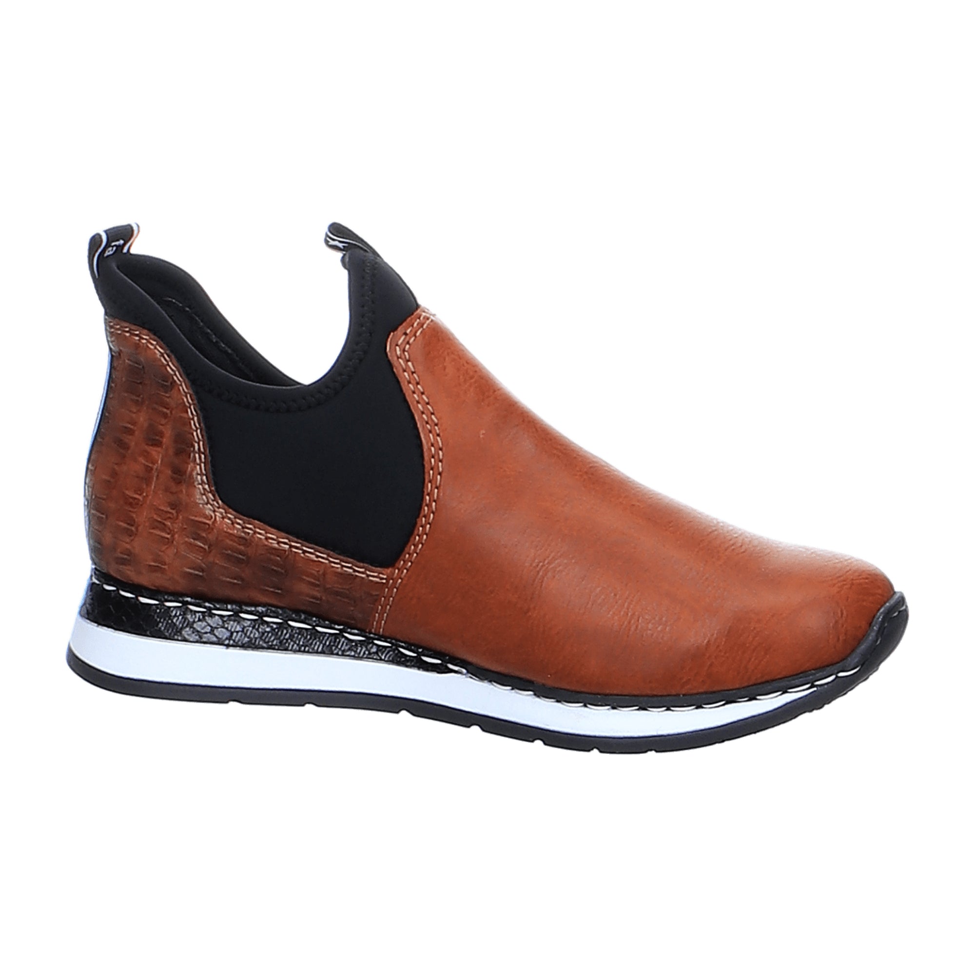 Rieker Brown Ankle Boots with Zipper and Slip-On Design Comfortable Winter Shoes