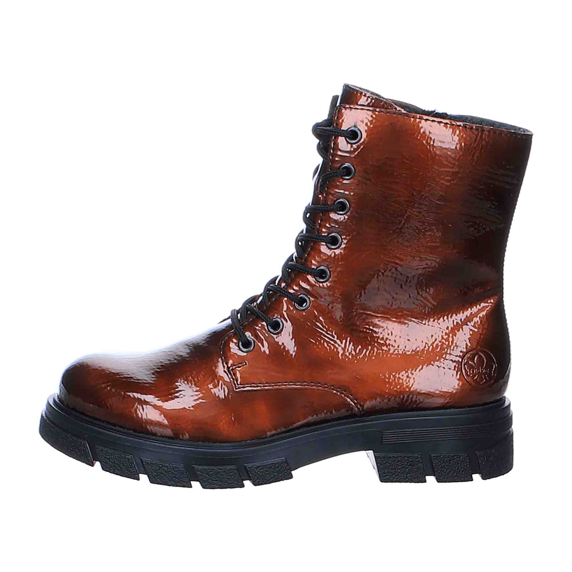Rieker Women's Brown Lace-Up Ankle Boots with Cold Lining for Fall/Winter