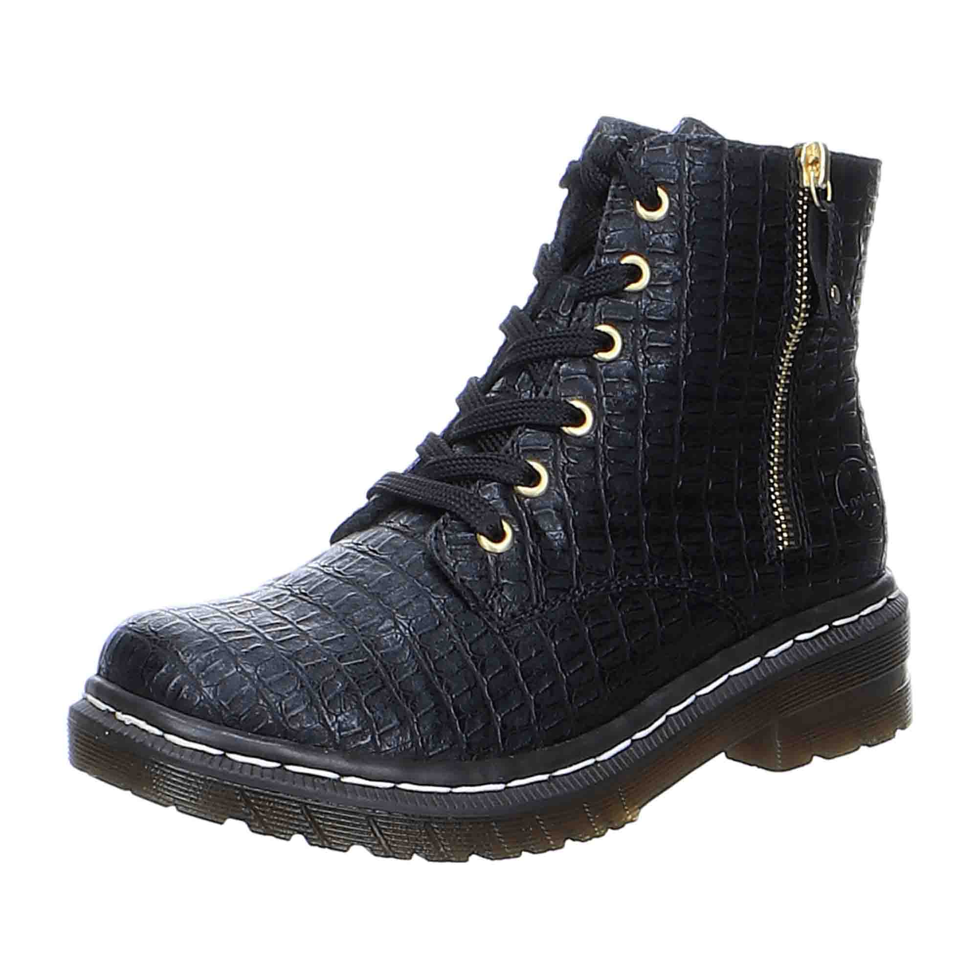 Rieker Women's Black Lace-Up Ankle Boots with Warm Lining for Fall Winter - Bartel-Shop