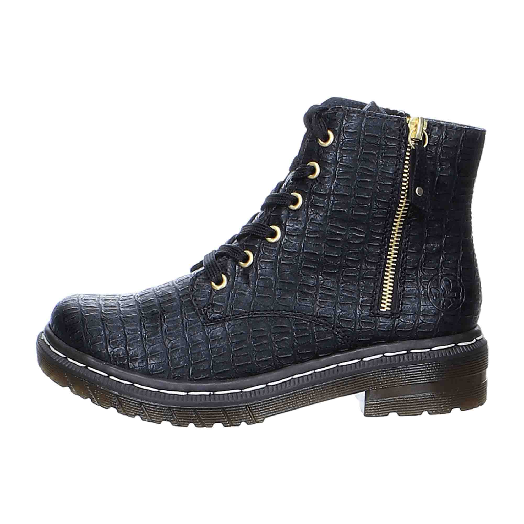 Rieker Women's Black Lace-Up Ankle Boots with Warm Lining for Fall Winter - Bartel-Shop