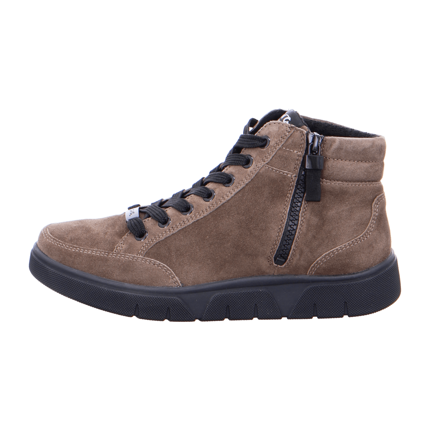 ARA ROM Women's Sneakers in Grey Velour Leather with Lace-Up Closure and Round Toe