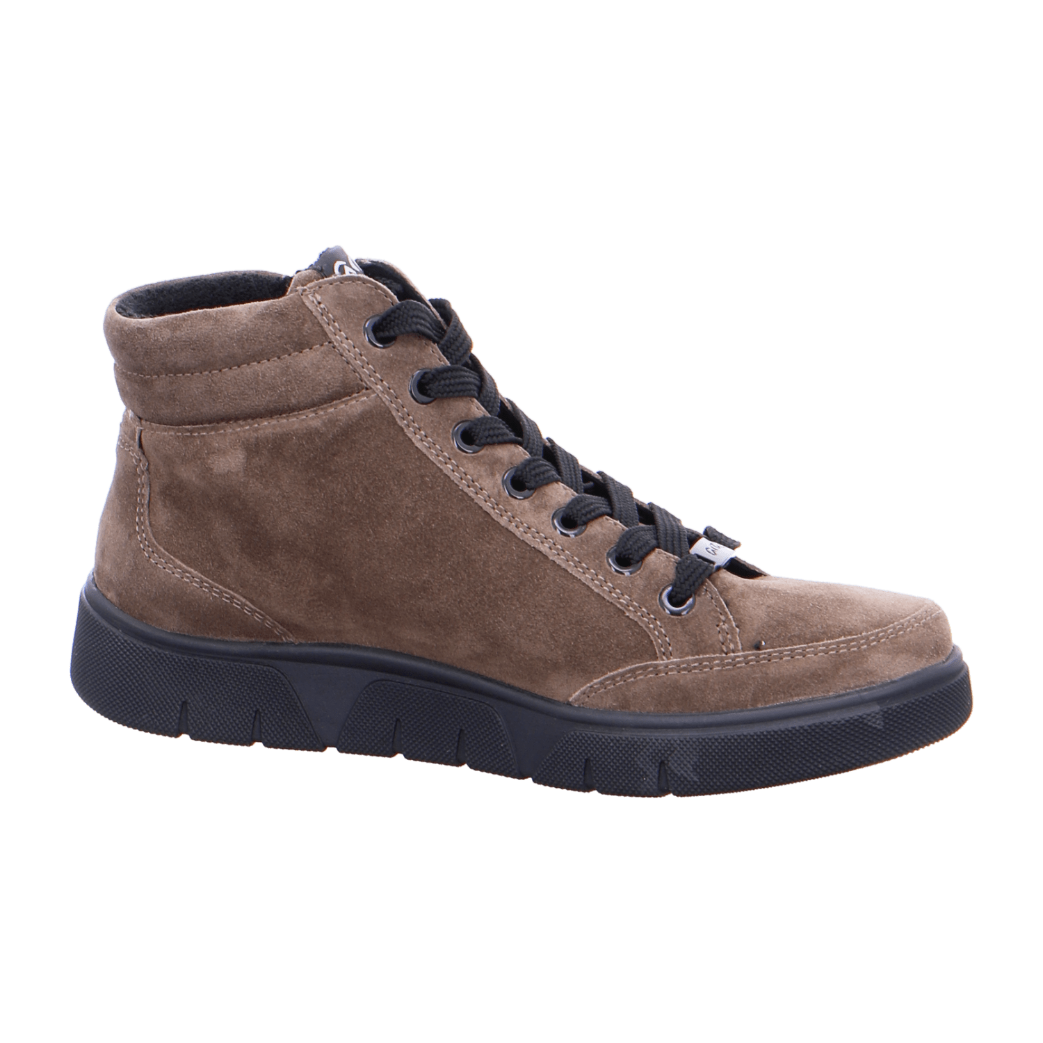 ARA ROM Women's Sneakers in Grey Velour Leather with Lace-Up Closure and Round Toe