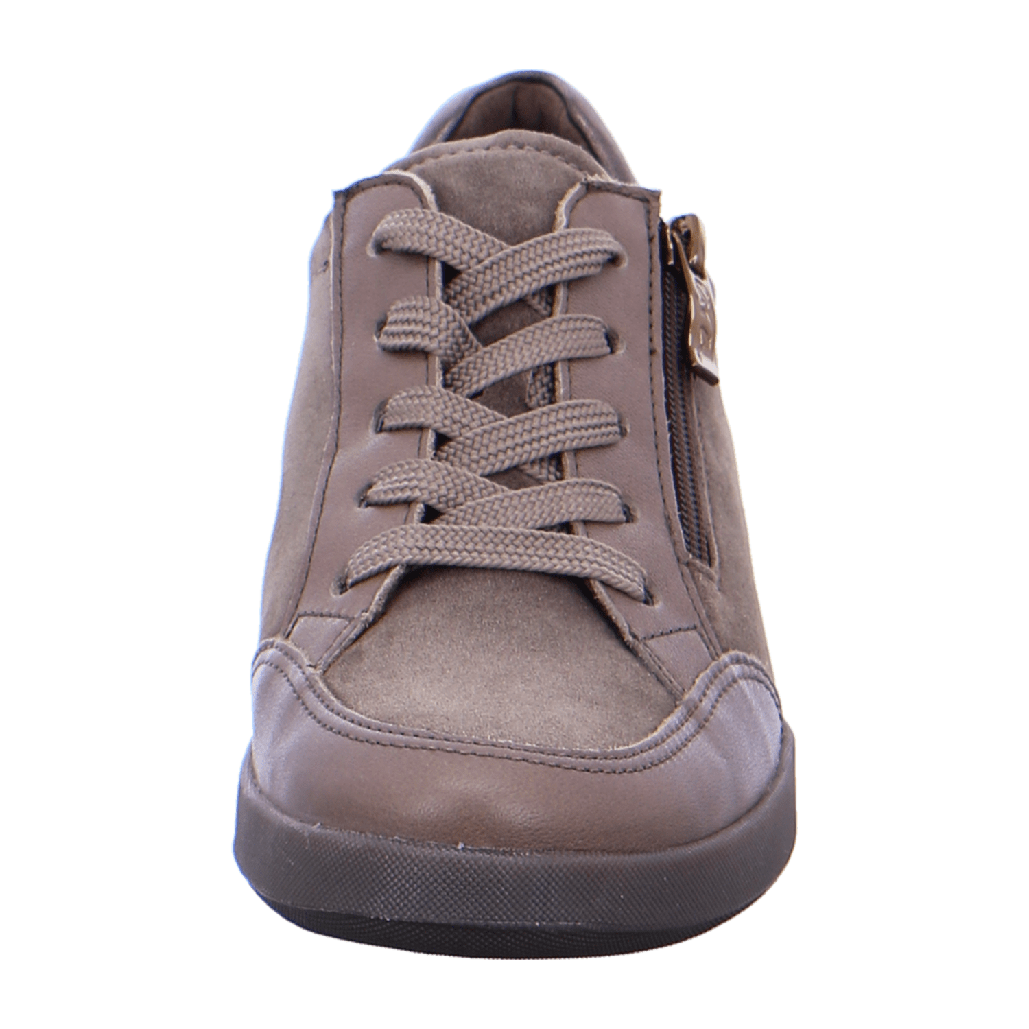 ARA LAZIO Women's Sneakers in Smooth Leather, Grey with Lace-Up Closure and Round Toe