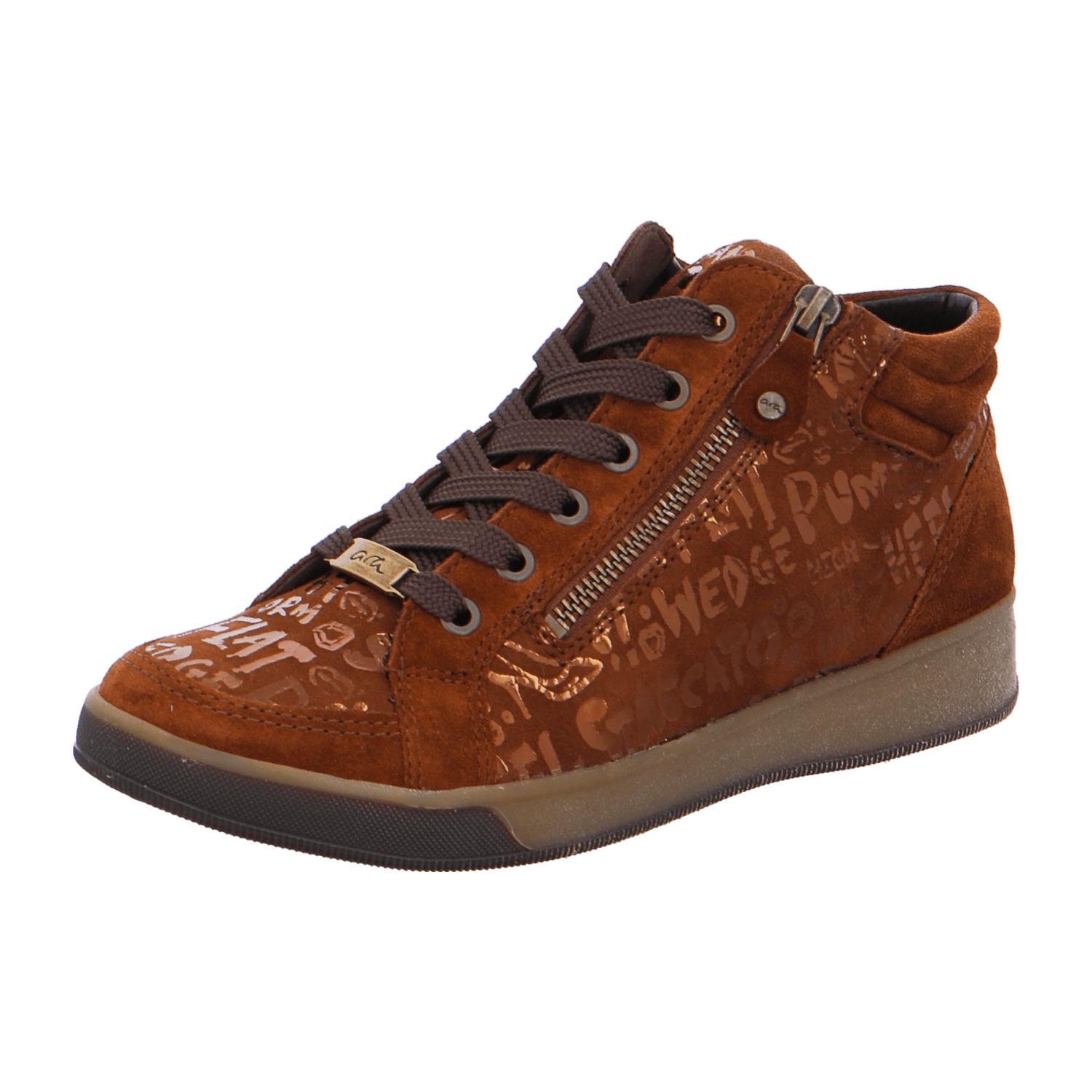 ARA Women's Sneakers in Brown Velour Leather with Lace-Up Closure and Cold-Weather Lined Interior