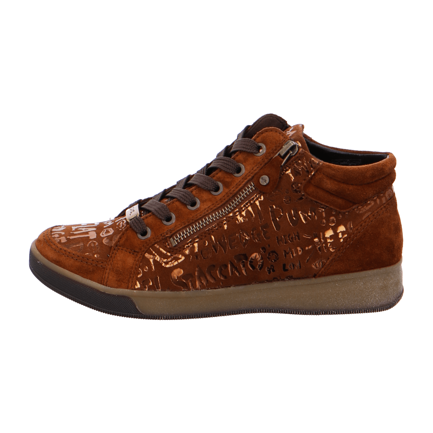 ARA Women's Sneakers in Brown Velour Leather with Lace-Up Closure and Cold-Weather Lined Interior