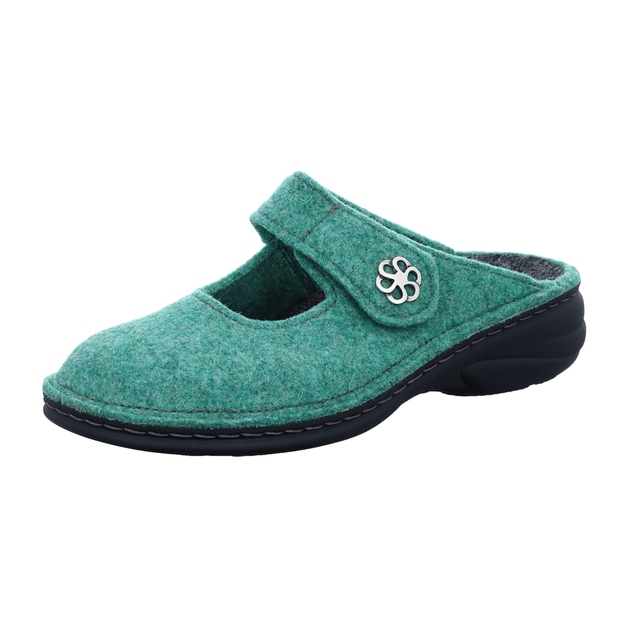 Finn Comfort Brig Women's Green Wool Felt Comfort Clogs