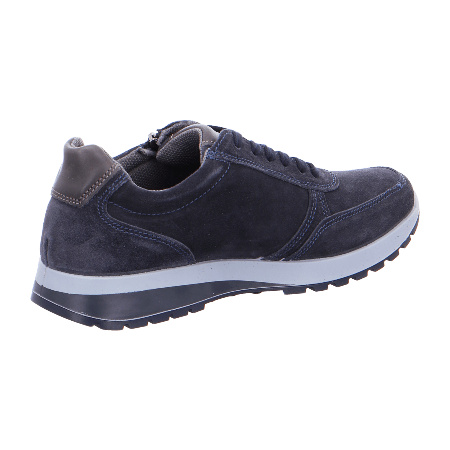 ARA Matteo Men's Derby Shoes in Blue Nubuck Leather with Pull-On Closure and Round Toe