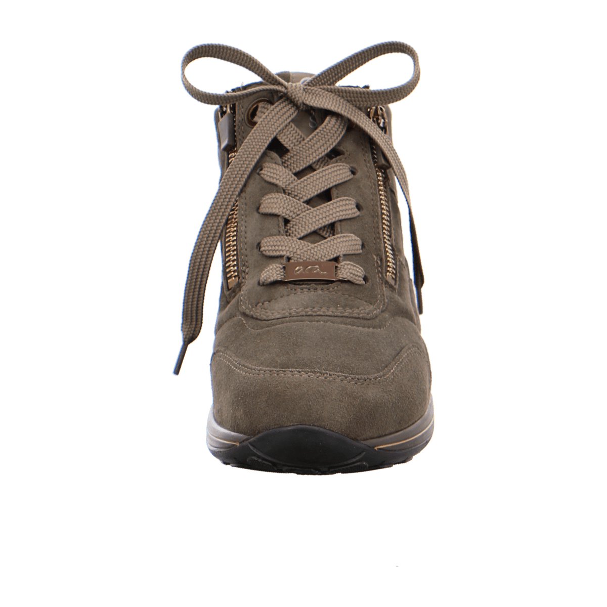 ARA Okto Women's Sneakers in Velour Leather, Lace-Up Shoes with Polyurethane Sole, Cold-Weather Lined in Olive - Bartel-Shop