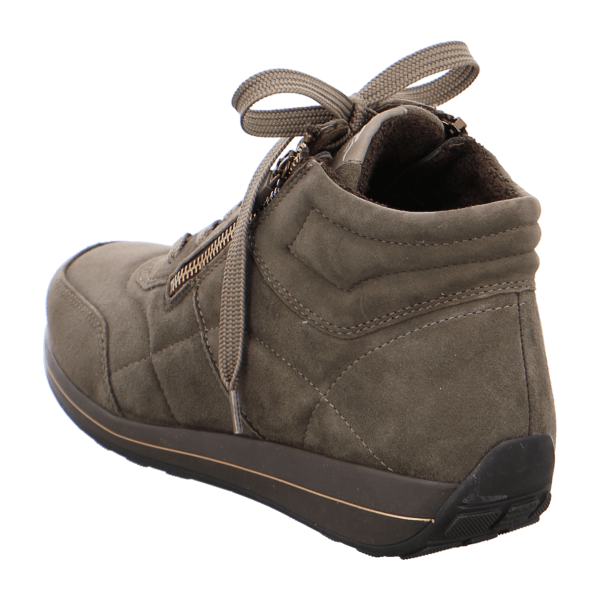 ARA Okto Women's Sneakers in Velour Leather, Lace-Up Shoes with Polyurethane Sole, Cold-Weather Lined in Olive - Bartel-Shop