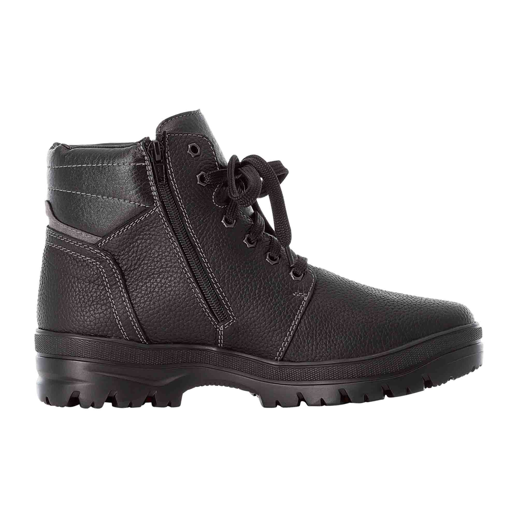 Rieker Men's Black Leather Boots with Lambswool Lining and Ice Spikes
