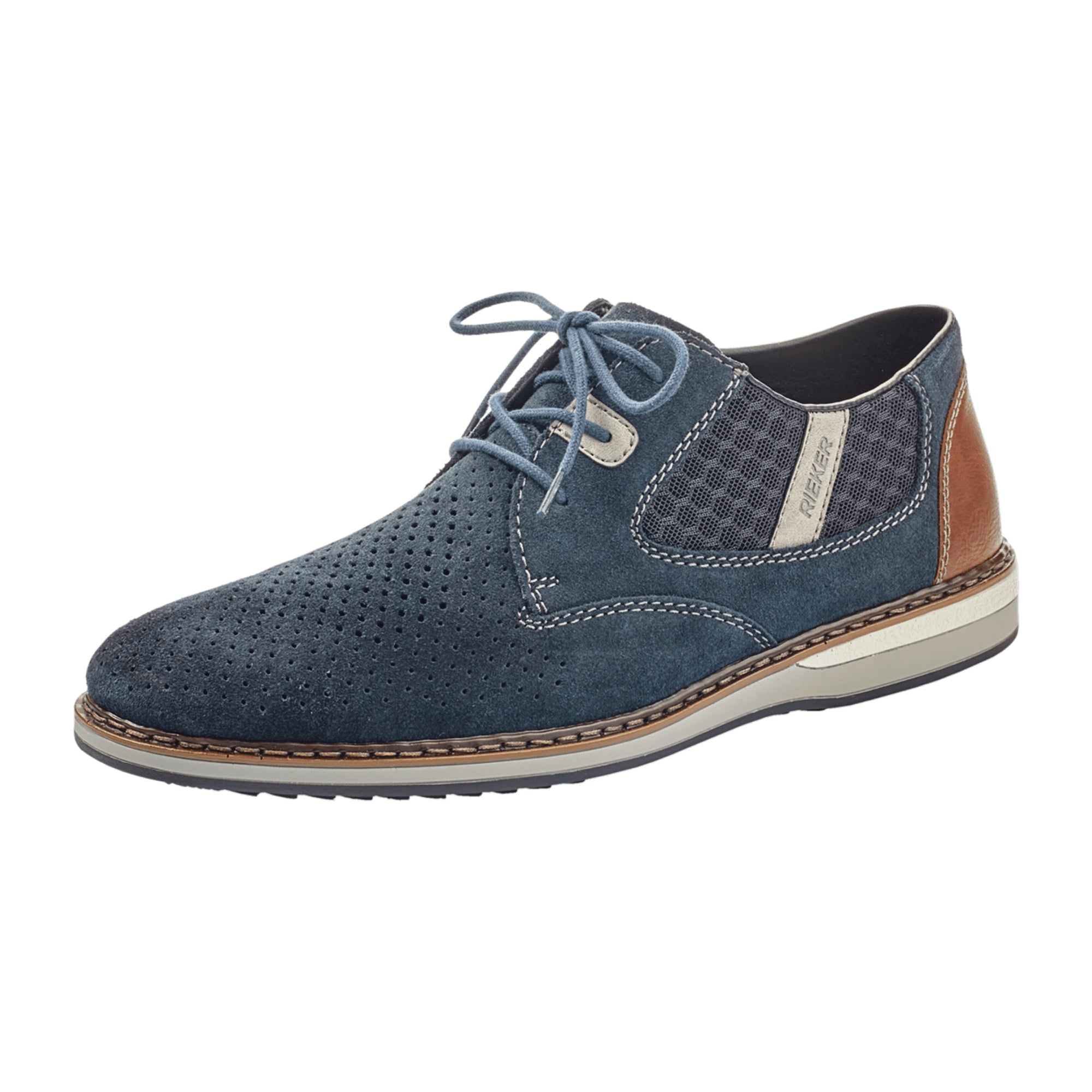 Rieker U Snake J Men's Blue Ankle-High Sneakers with Mesh and Leather