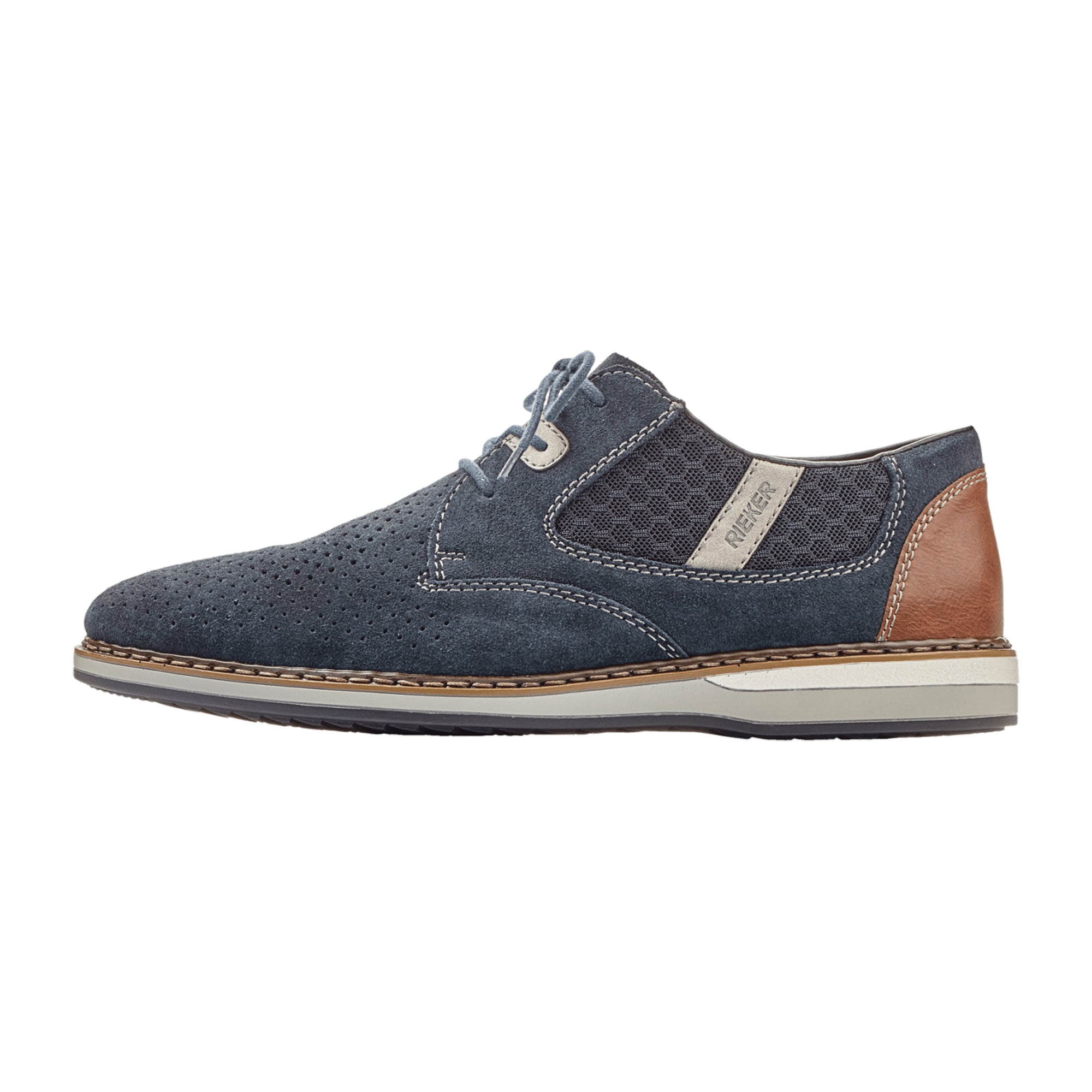 Rieker U Snake J Men's Blue Ankle-High Sneakers with Mesh and Leather