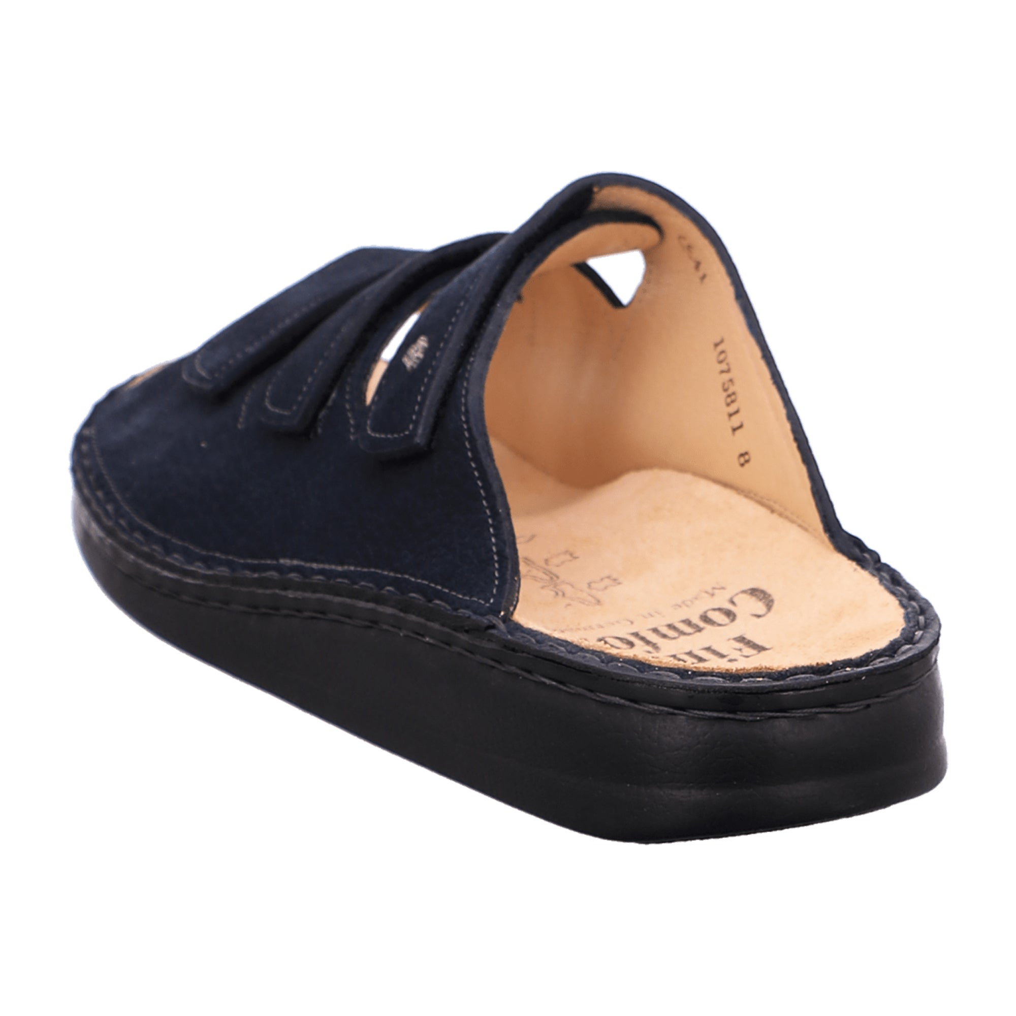 Finn Comfort Korfu Men's Sandals - Blue Leather Comfort Slides with Adjustable Straps and Soft Footbed - Bartel-Shop