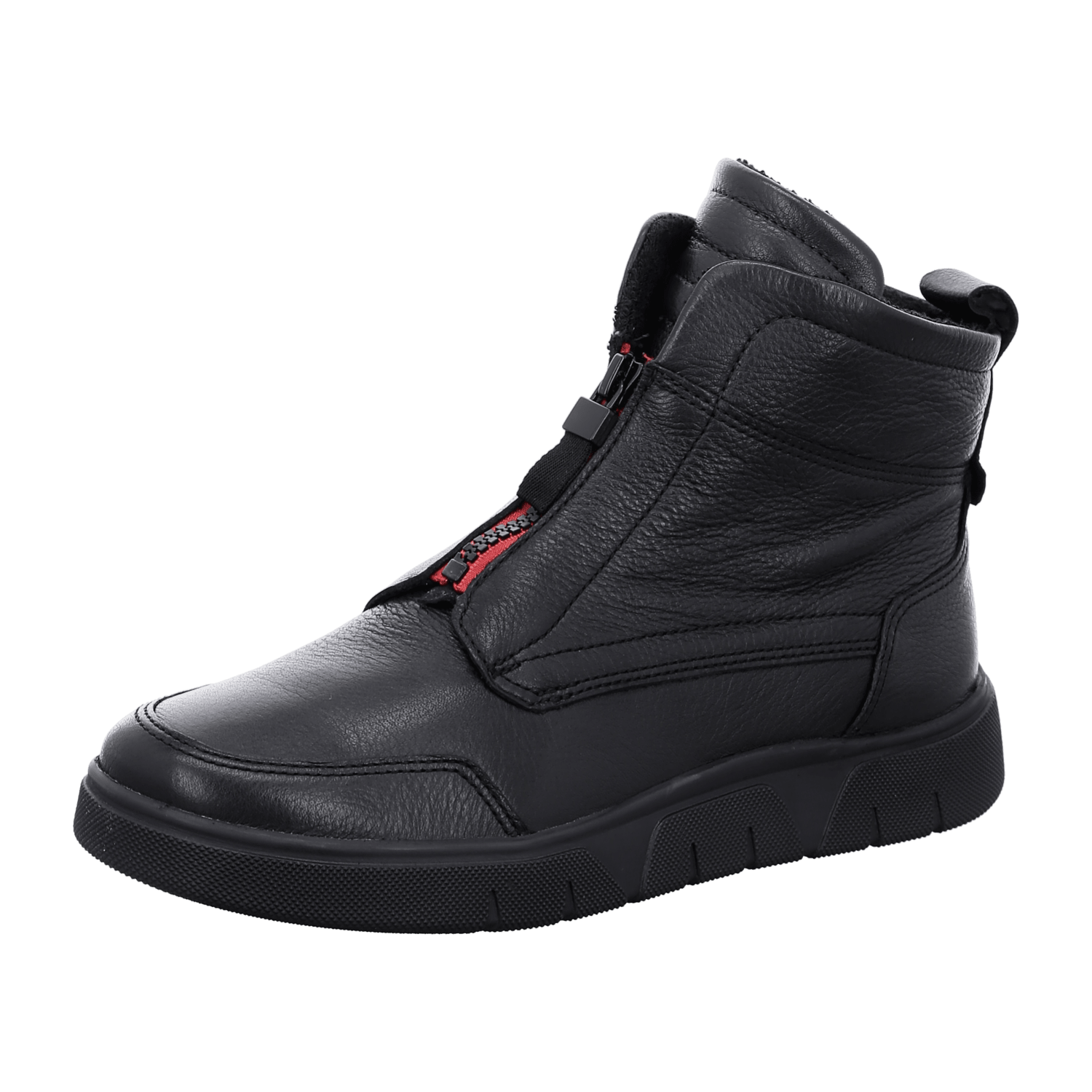 ARA Moon Sneaker for Women in Black Smooth Leather with Zipper and Warm Lining